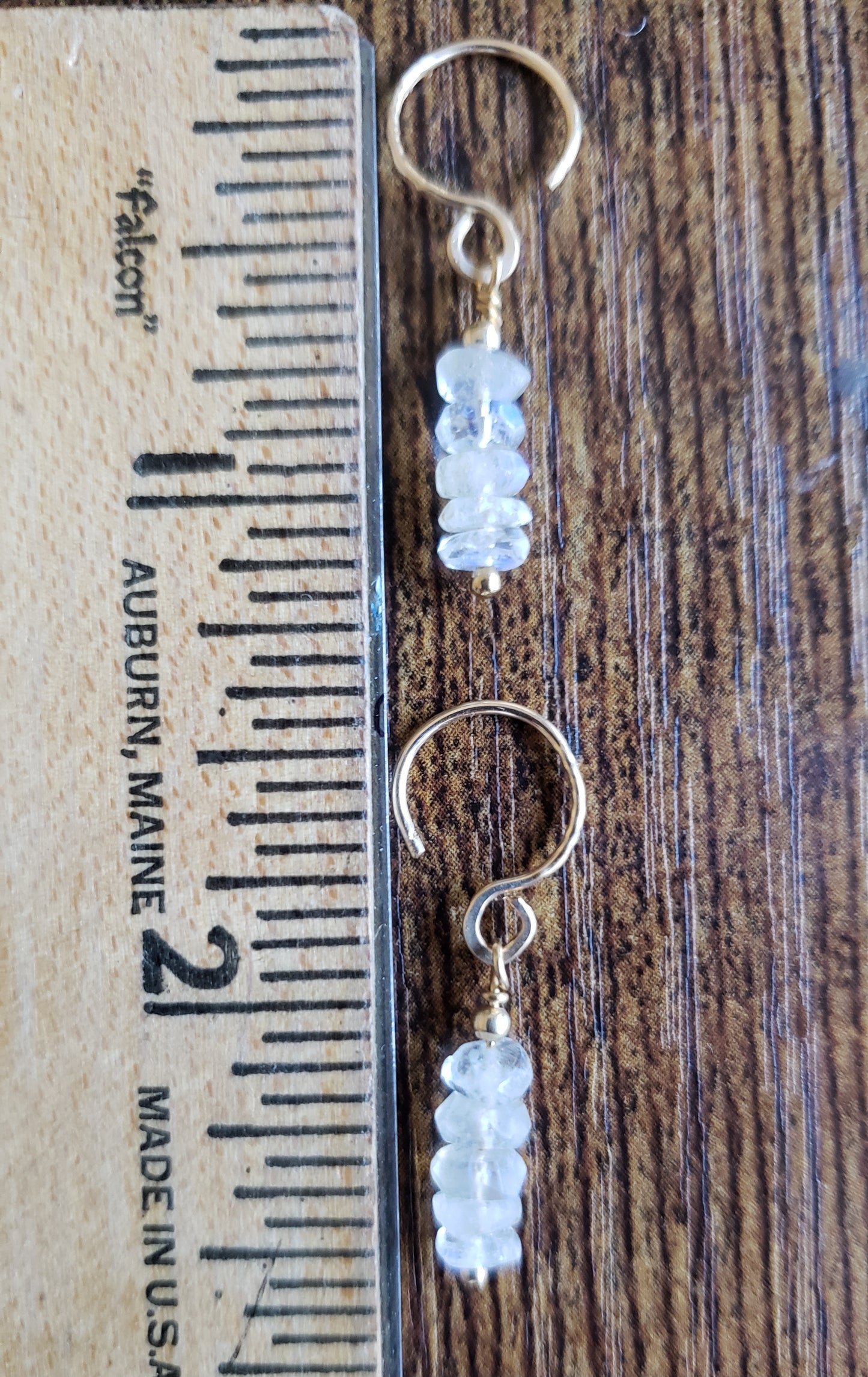 Moonstone Stack Earrings Simple Delicate Minimal 14k Gold Filled or Sterling Silver