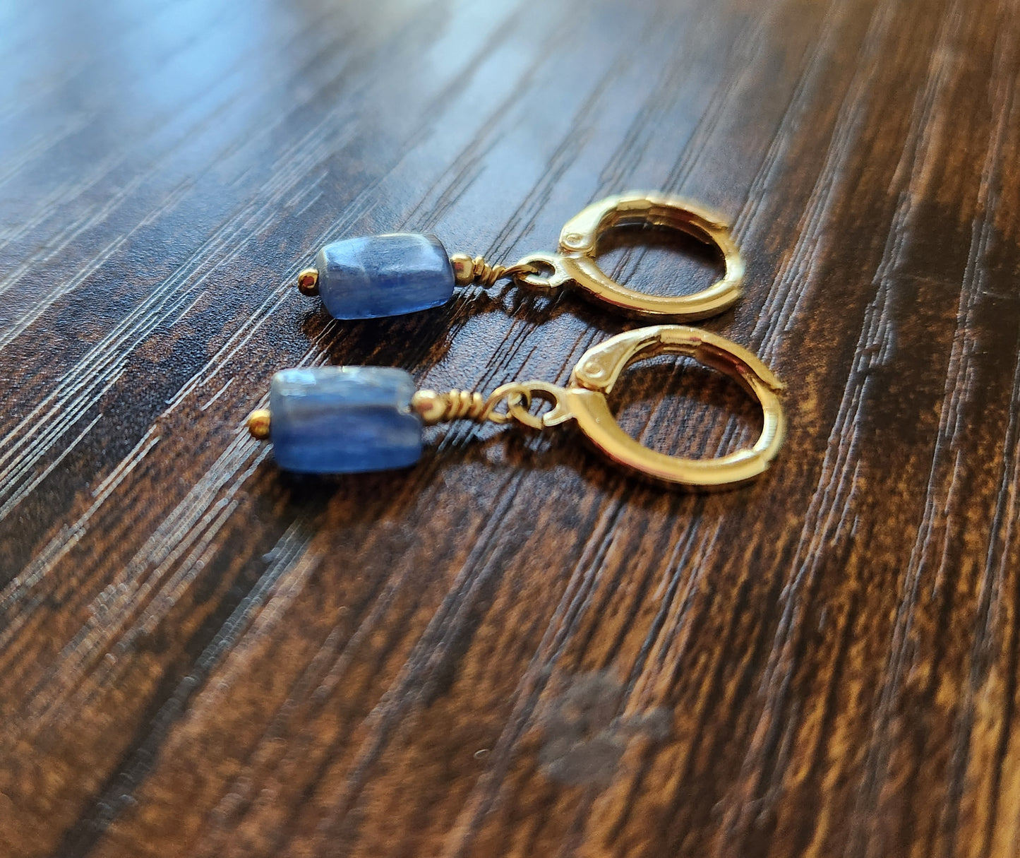 Kyanite Drop Earrings 14k Gold Filled Ear Clasps