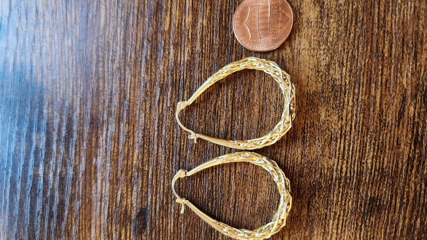 Phoebe Woven Gold Loop earrings (1.5") 14k Gold Plated