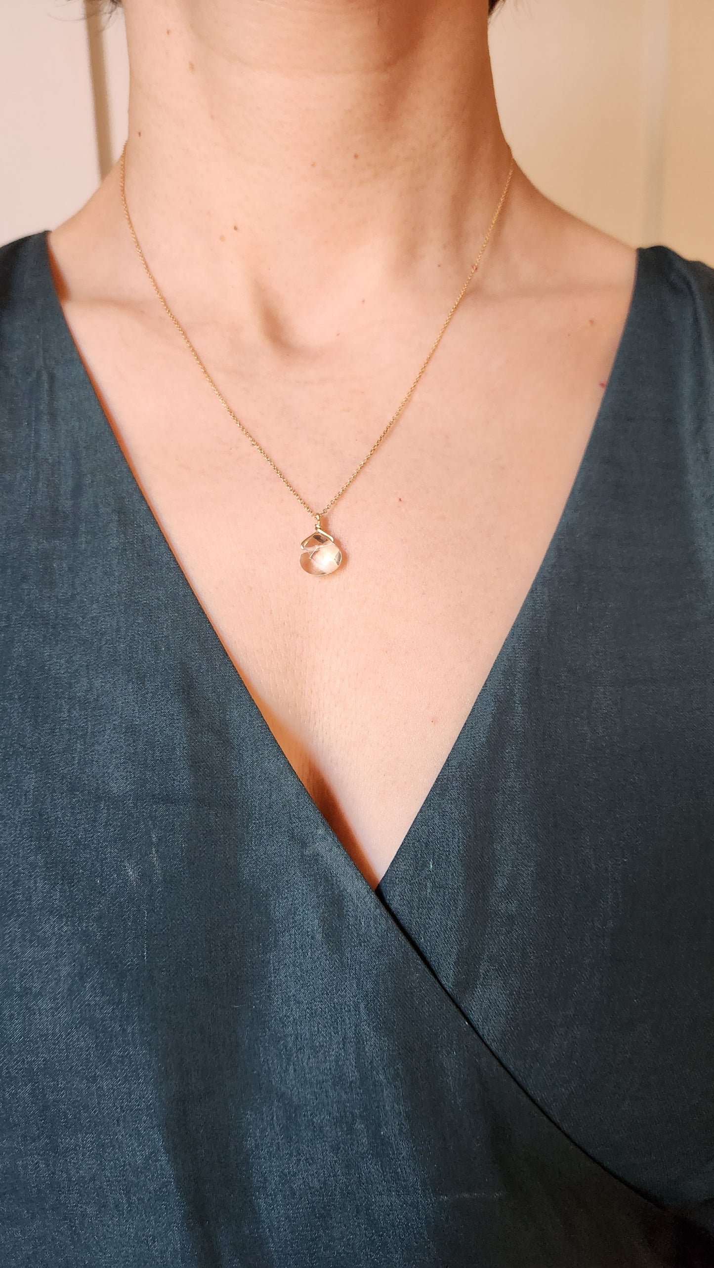Maya Clear Quartz Teardrop Pendant 18" necklace