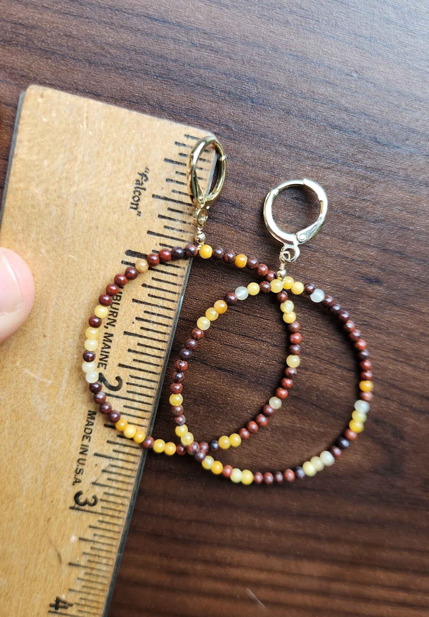 Mookaite Large Lightweight Circle Dangle Earrings 14k Gold plated Ear Clasps