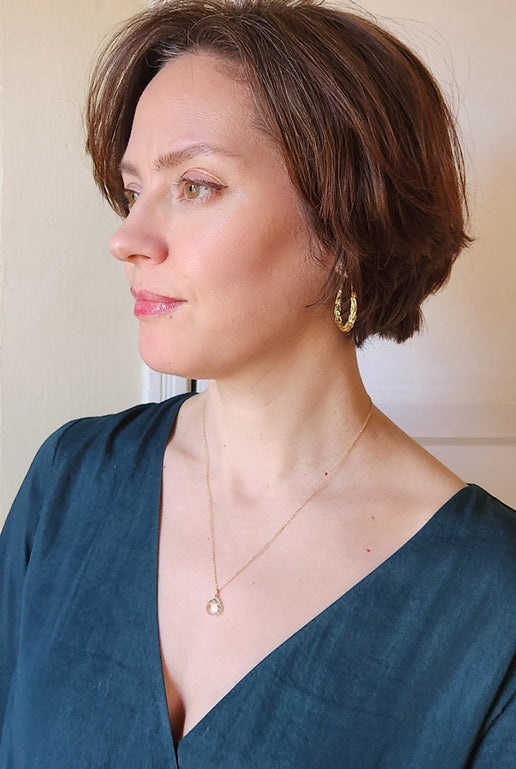 Maya Clear Quartz Teardrop Pendant 18" necklace