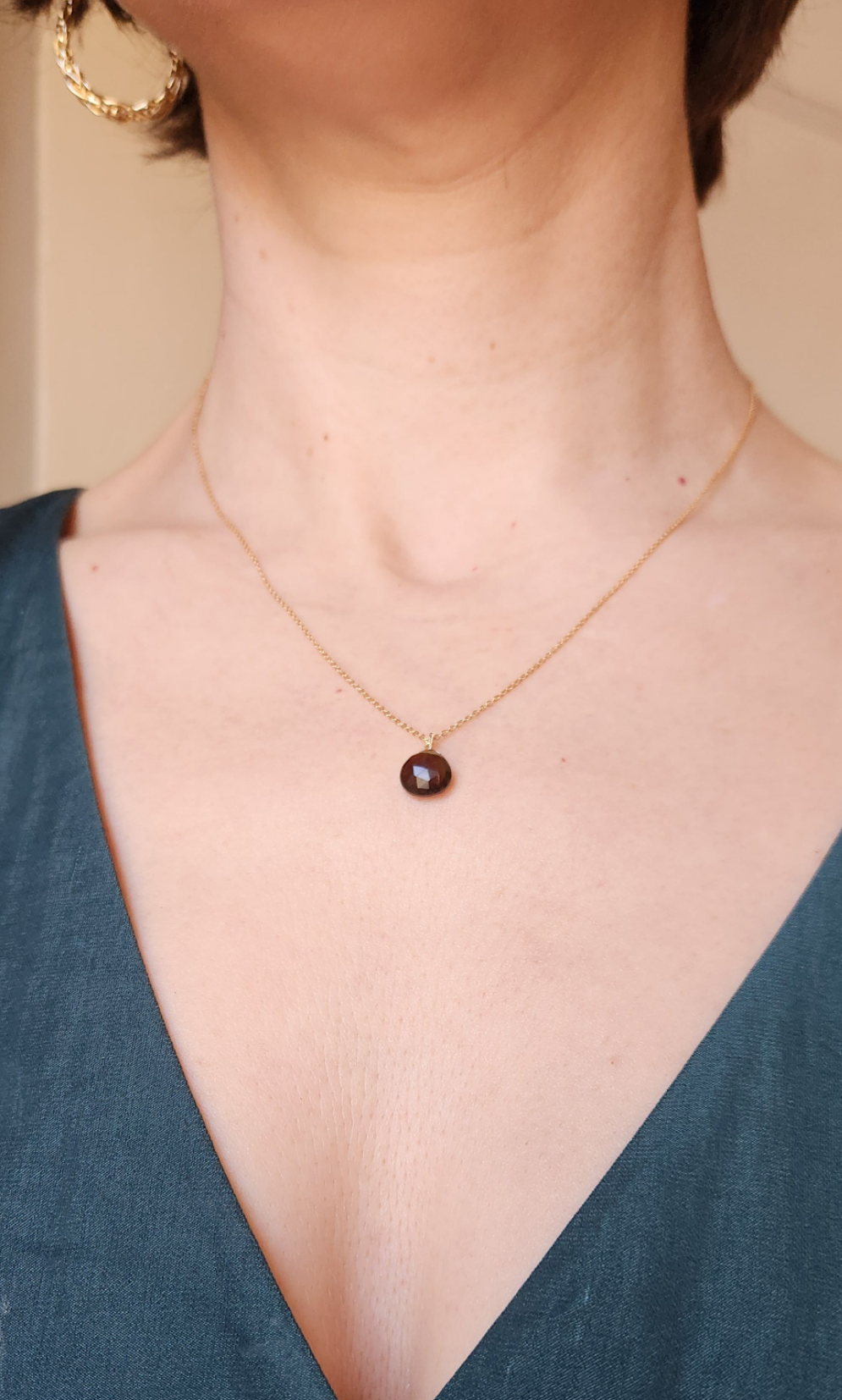 Monique Smoky Quartz Teardrop Pendant 18" necklace