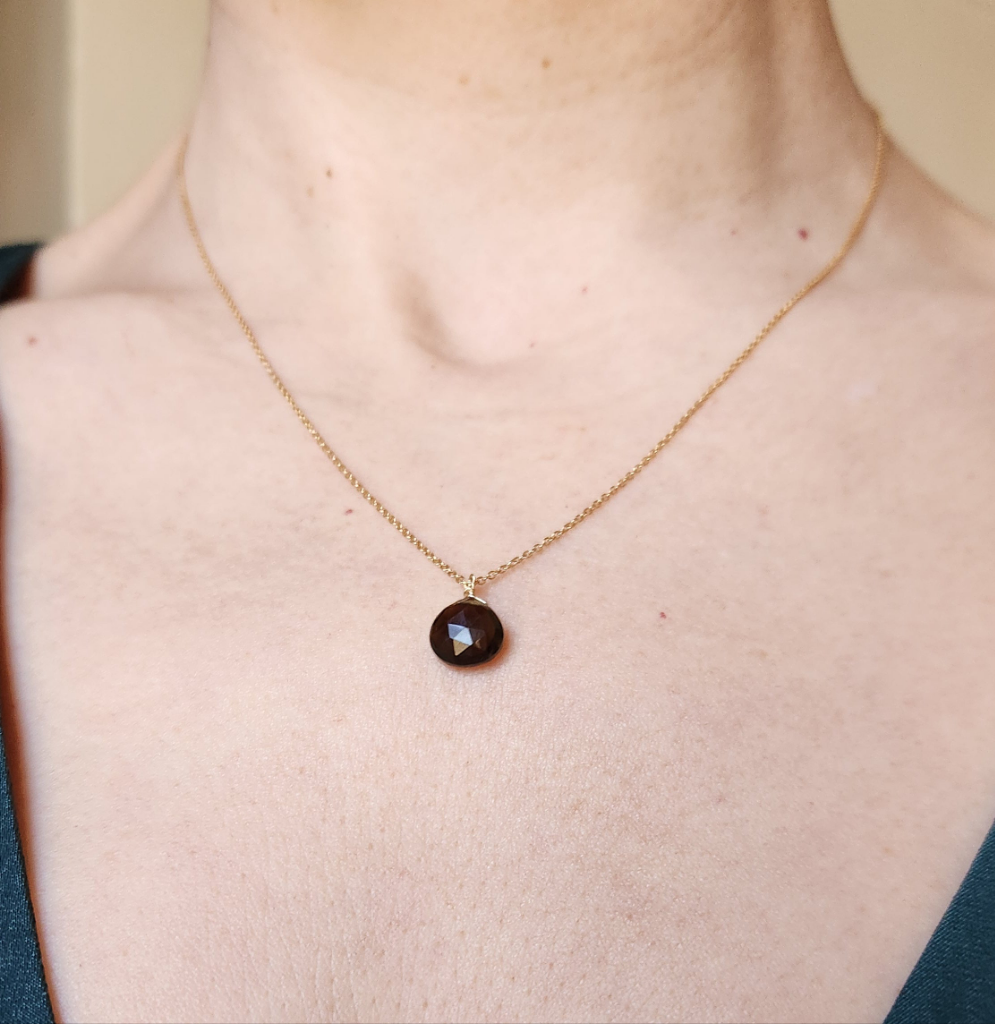Monique Smoky Quartz Teardrop Pendant 18" necklace