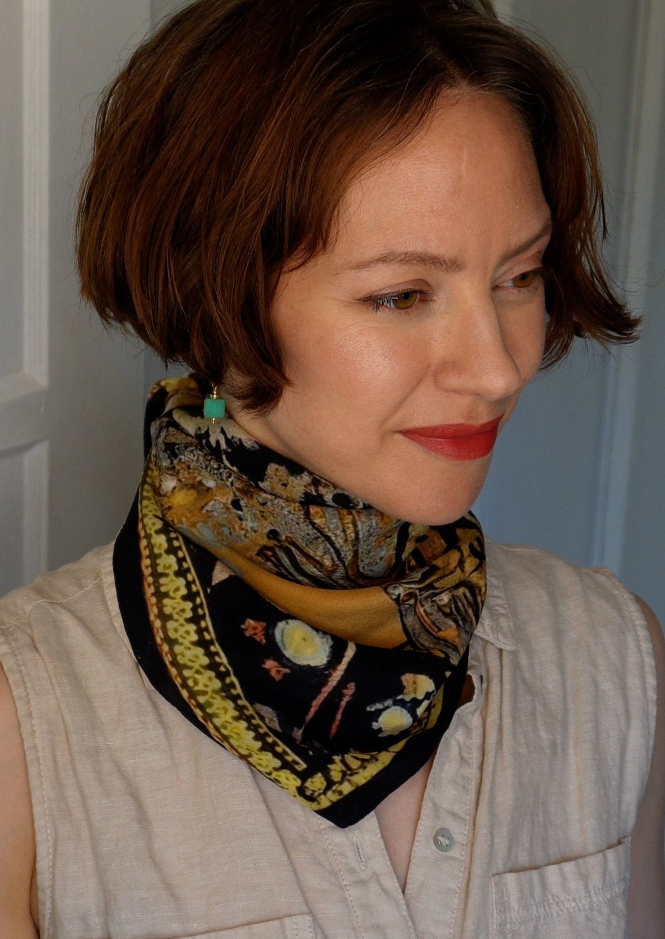 Sasha 100% Silk Scarf Black Batik