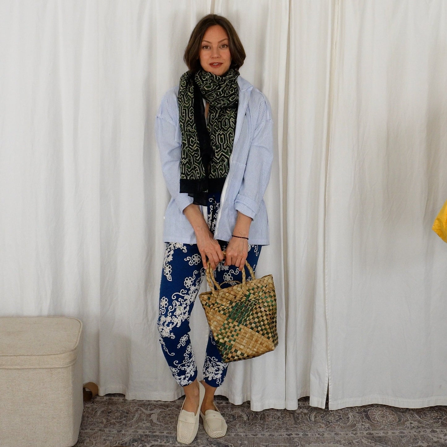 Emerald Labrynth Cotton Scarf | Large Lightweight 100% Cotton