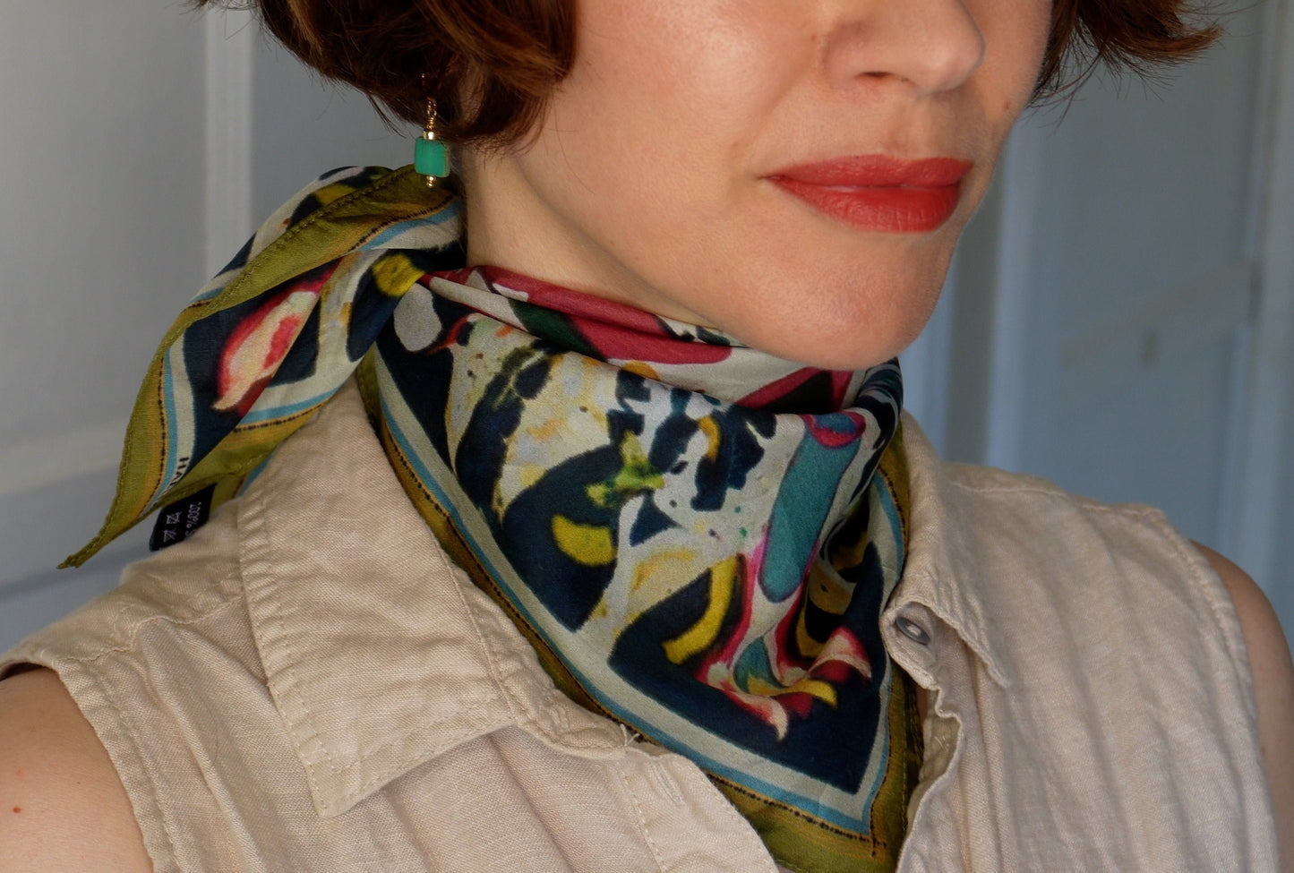 Edie 100% Silk Scarf Muted Rose Garden Tones 20 inch