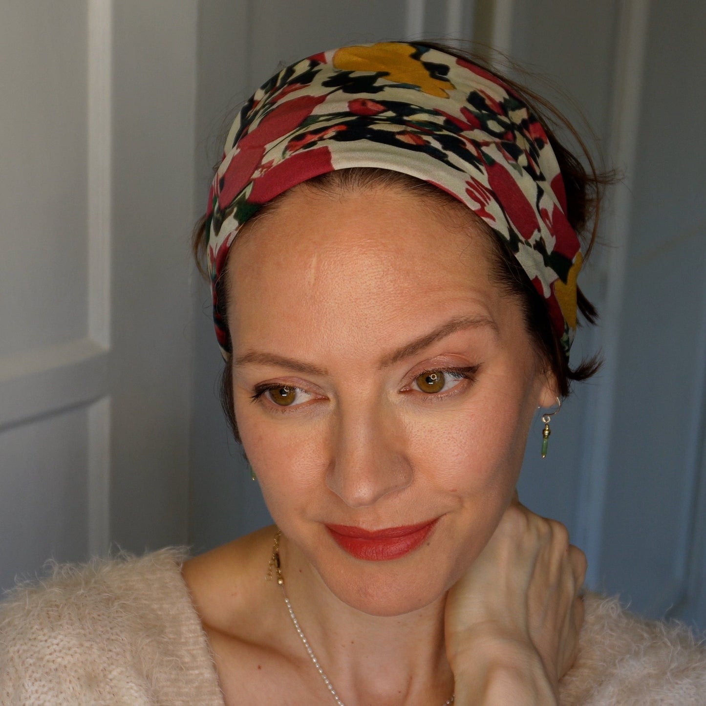 Edie 100% Silk Scarf Muted Rose Garden Tones 20 inch
