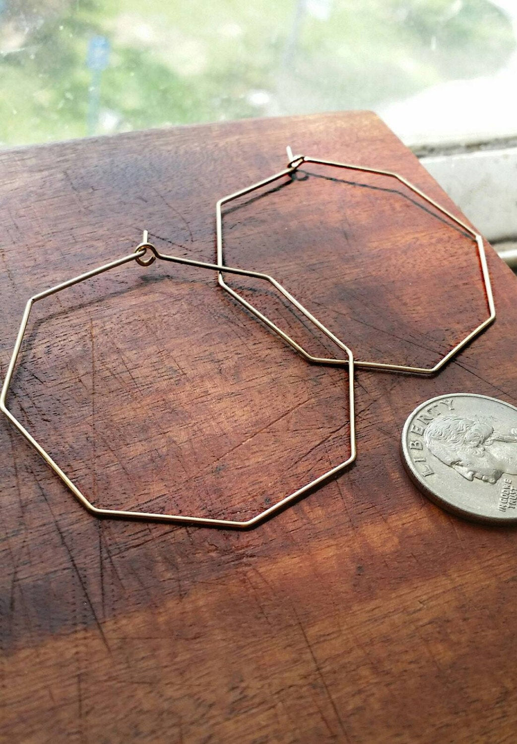 2" Thin Octagon Hoops in Sterling Silver