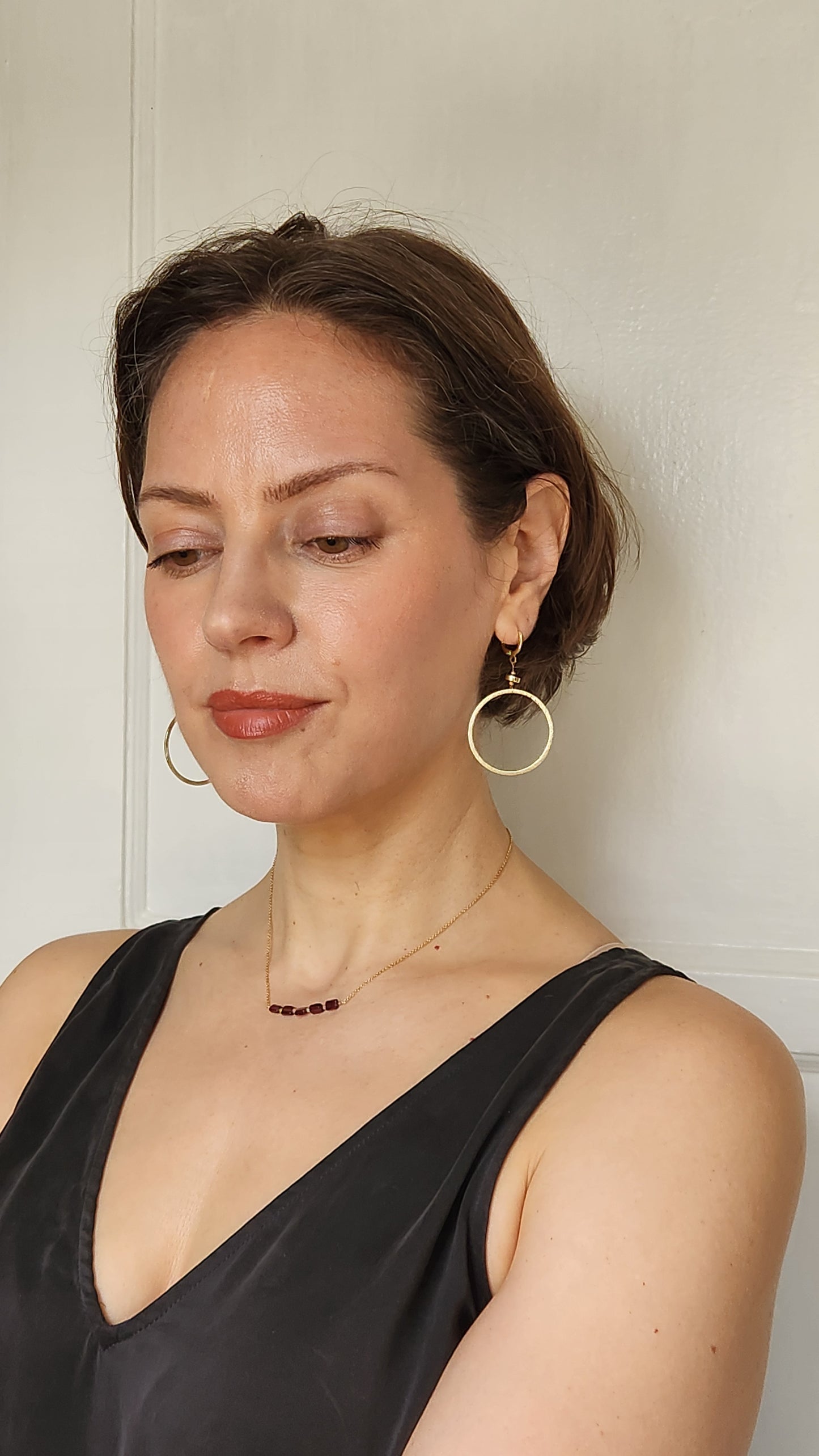 Dramatic Dangle Circle Earrings 18k Gold plated ear clasps