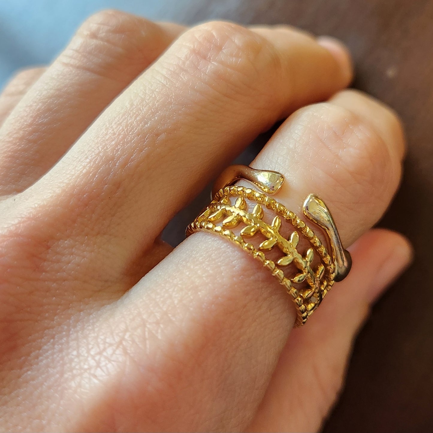 Wave Open Ring 18k Gold Plated