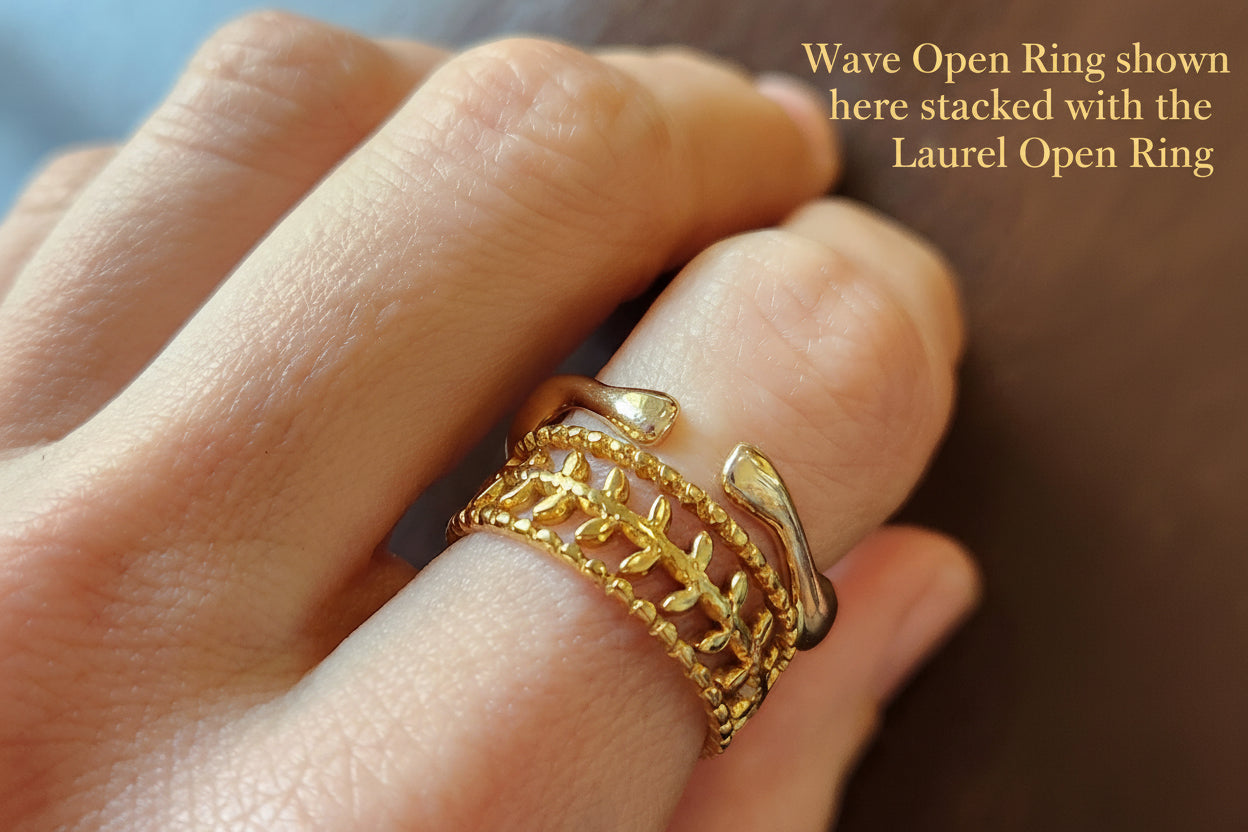 Wave Open Ring 18k Gold Plated - Adjustable, Inclusive Jewelry
