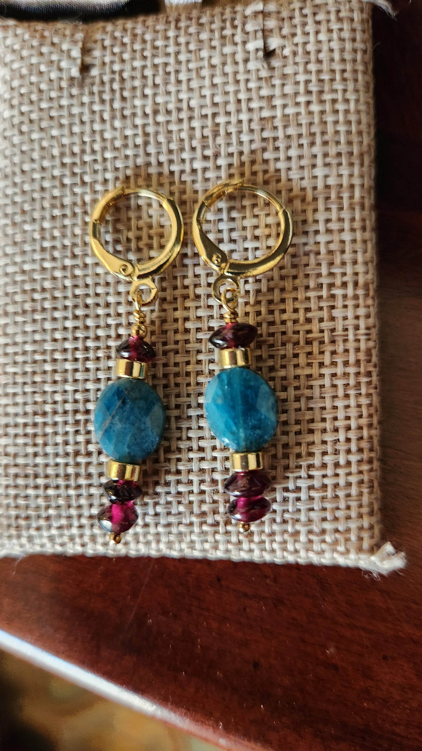 Apatite and Garnet Earrings 18k Gold plated ear clasps
