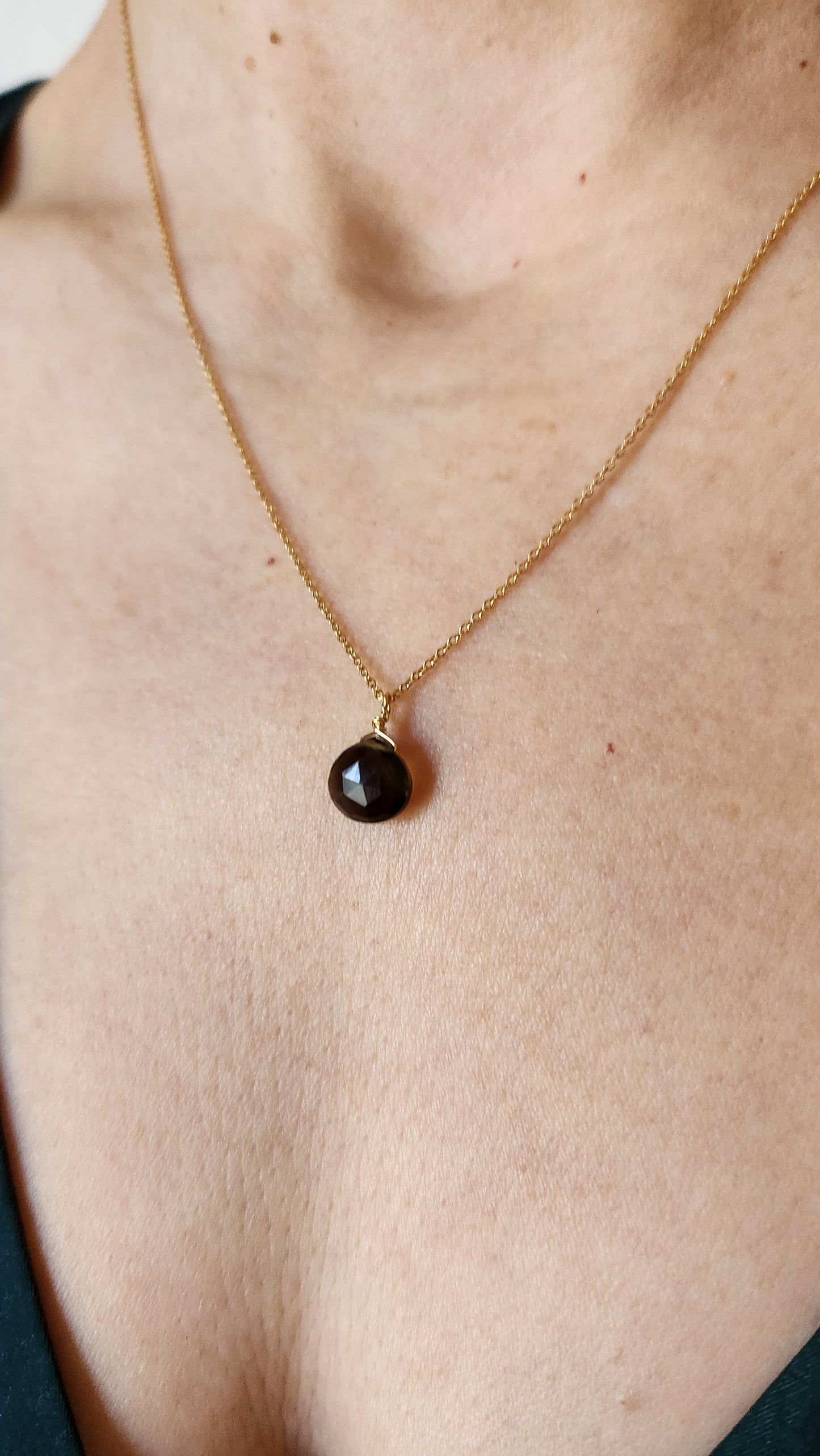 Monique Smoky Quartz Teardrop Pendant 18" necklace