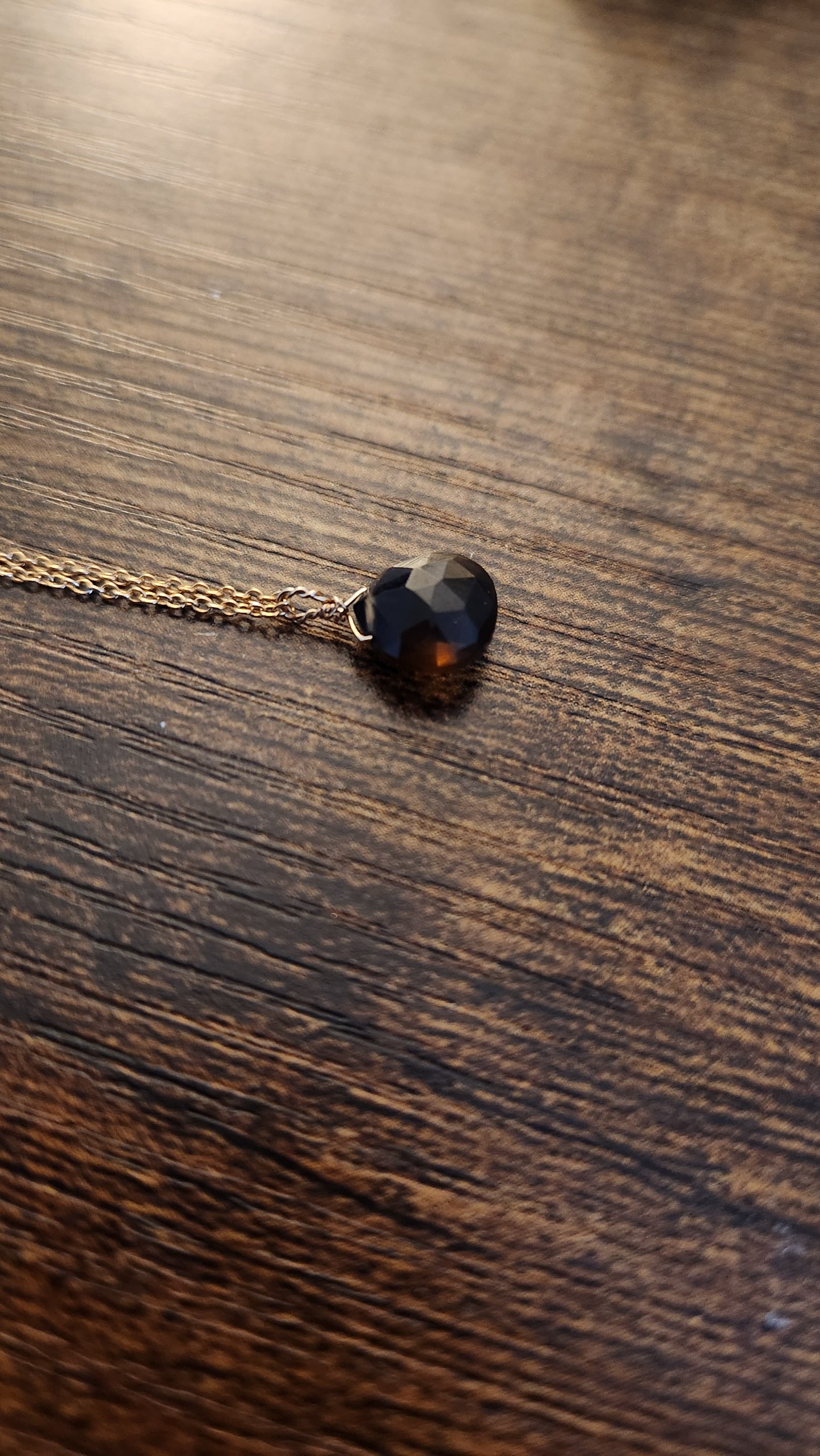 Monique Smoky Quartz Teardrop Pendant 18" necklace