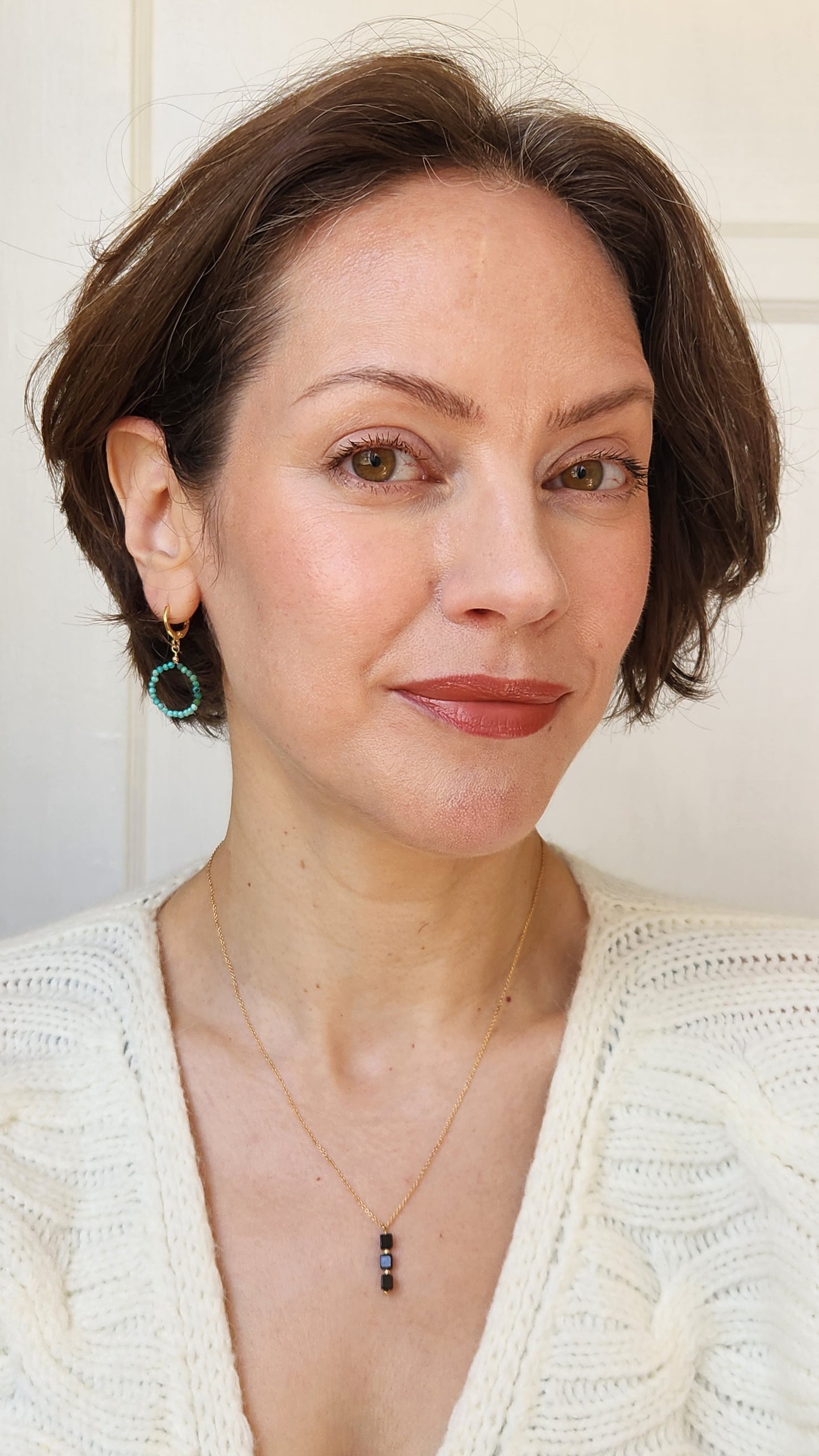 "Emme" Black Tourmaline Trio Pendant necklace on 14k Gold-Filled Chain  18" inch