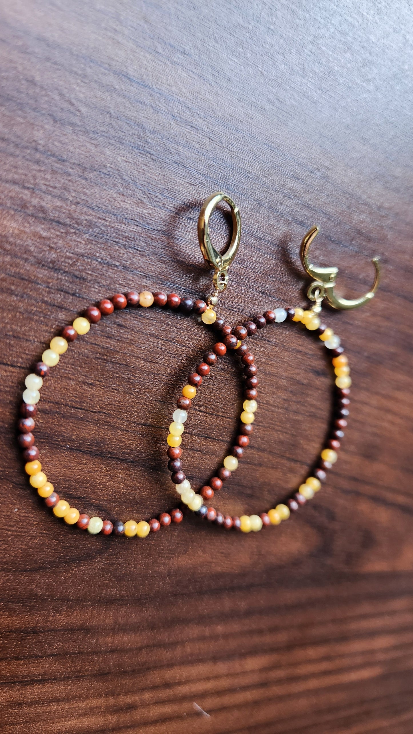 Mookaite Large Lightweight Circle Dangle Earrings 14k Gold plated Ear Clasps