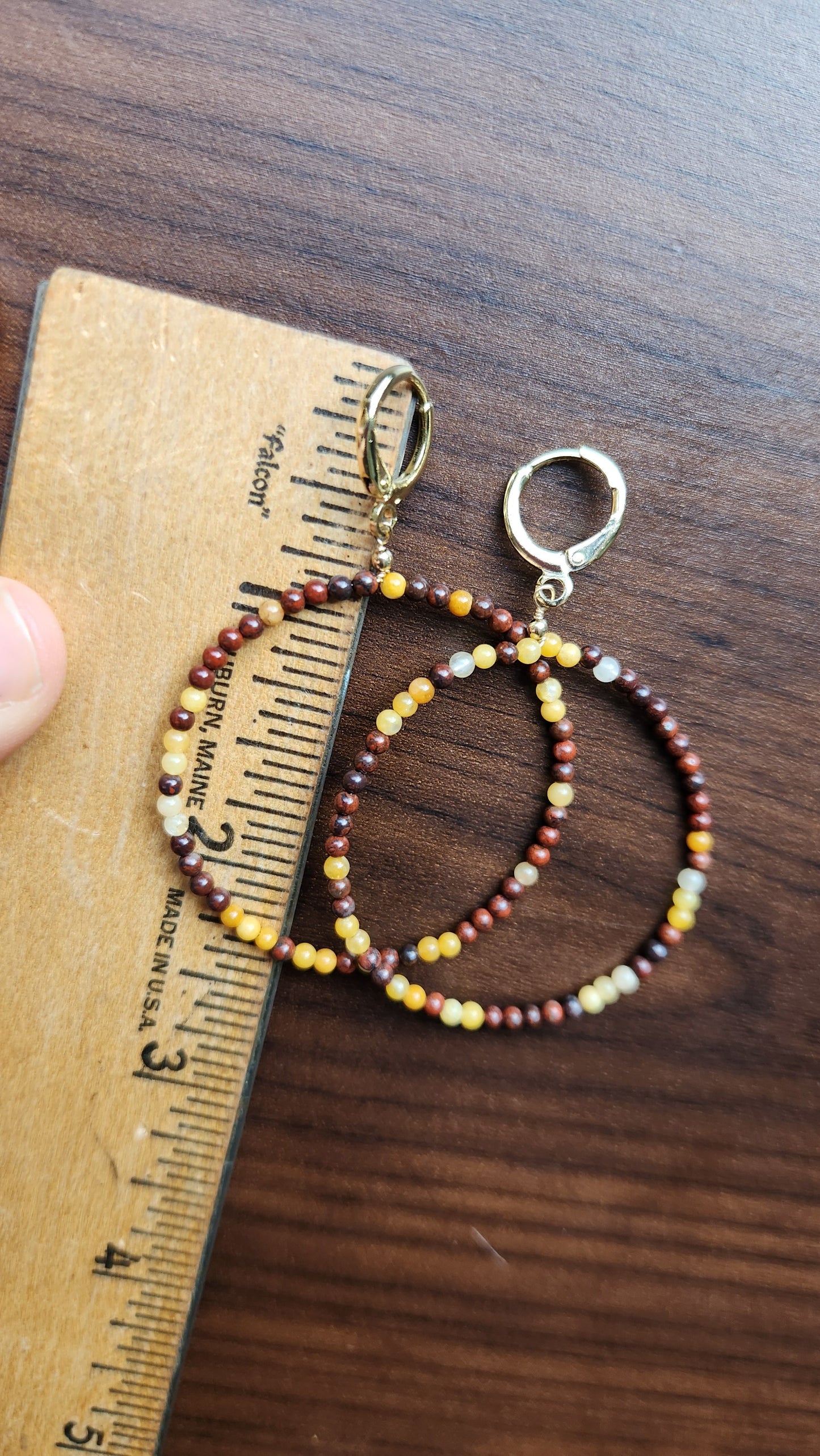 Mookaite Large Lightweight Circle Dangle Earrings 14k Gold plated Ear Clasps