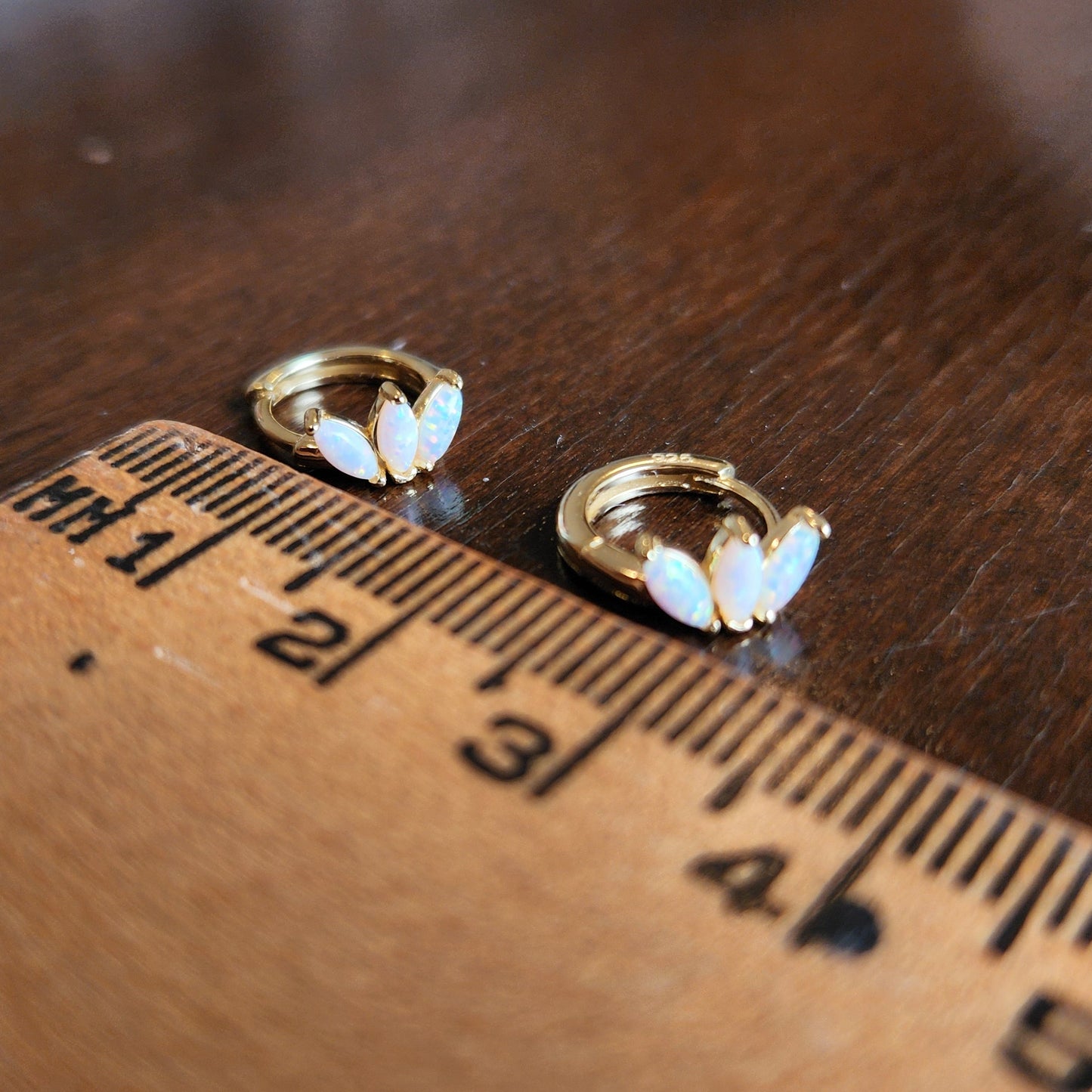 Opal Trio Huggie Earrings in 18k Gold Plated