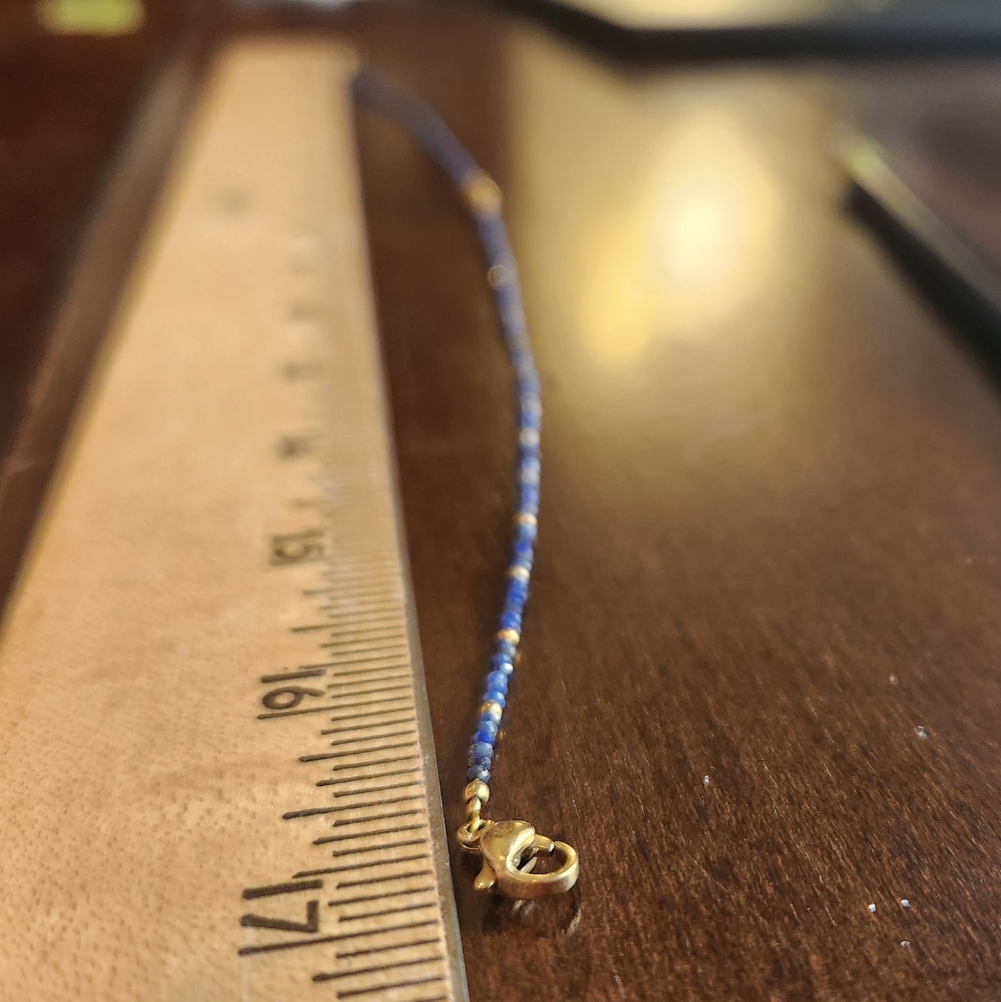 Seychelles Blue Lapis Necklace with 14k Gold plated  15"-17" inch