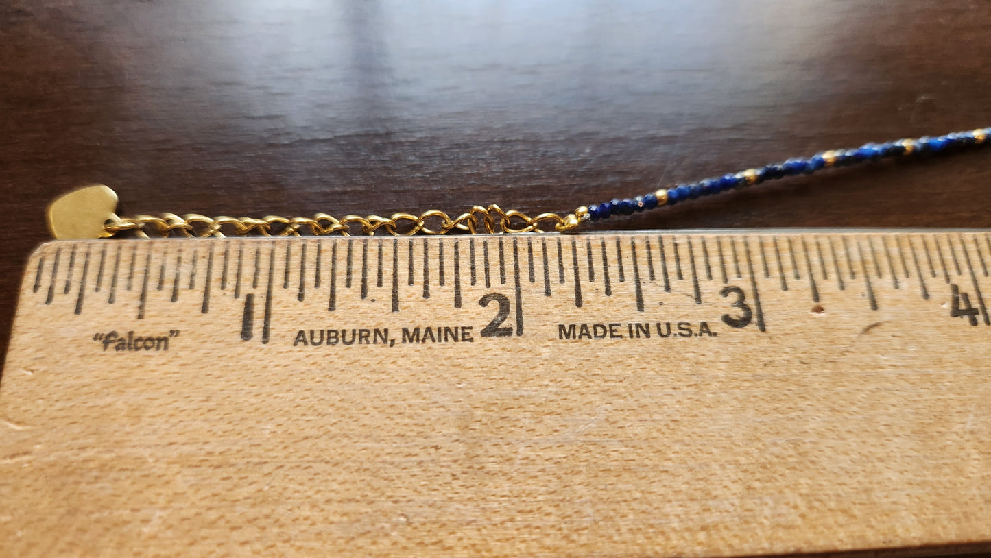 Seychelles Blue Lapis Necklace with 14k Gold plated  15"-17" inch