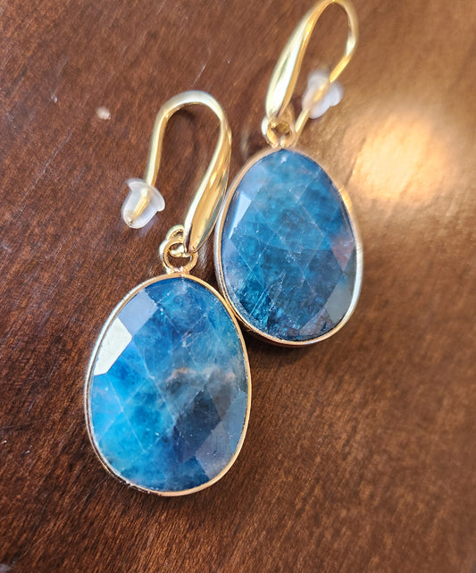 Dahlia Blue Apatite Statement Dangle Earrings