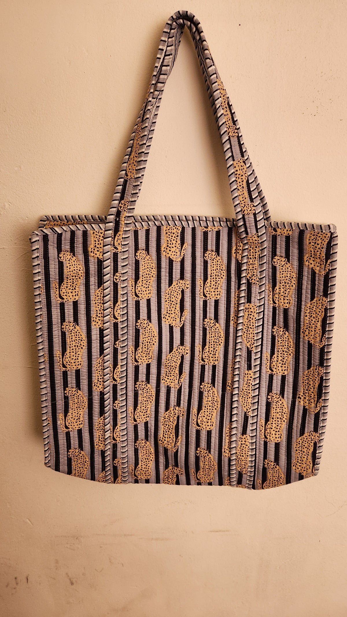 Janette Tote - Cats in Blue Structured Tote Bag with zipper and inside pocket