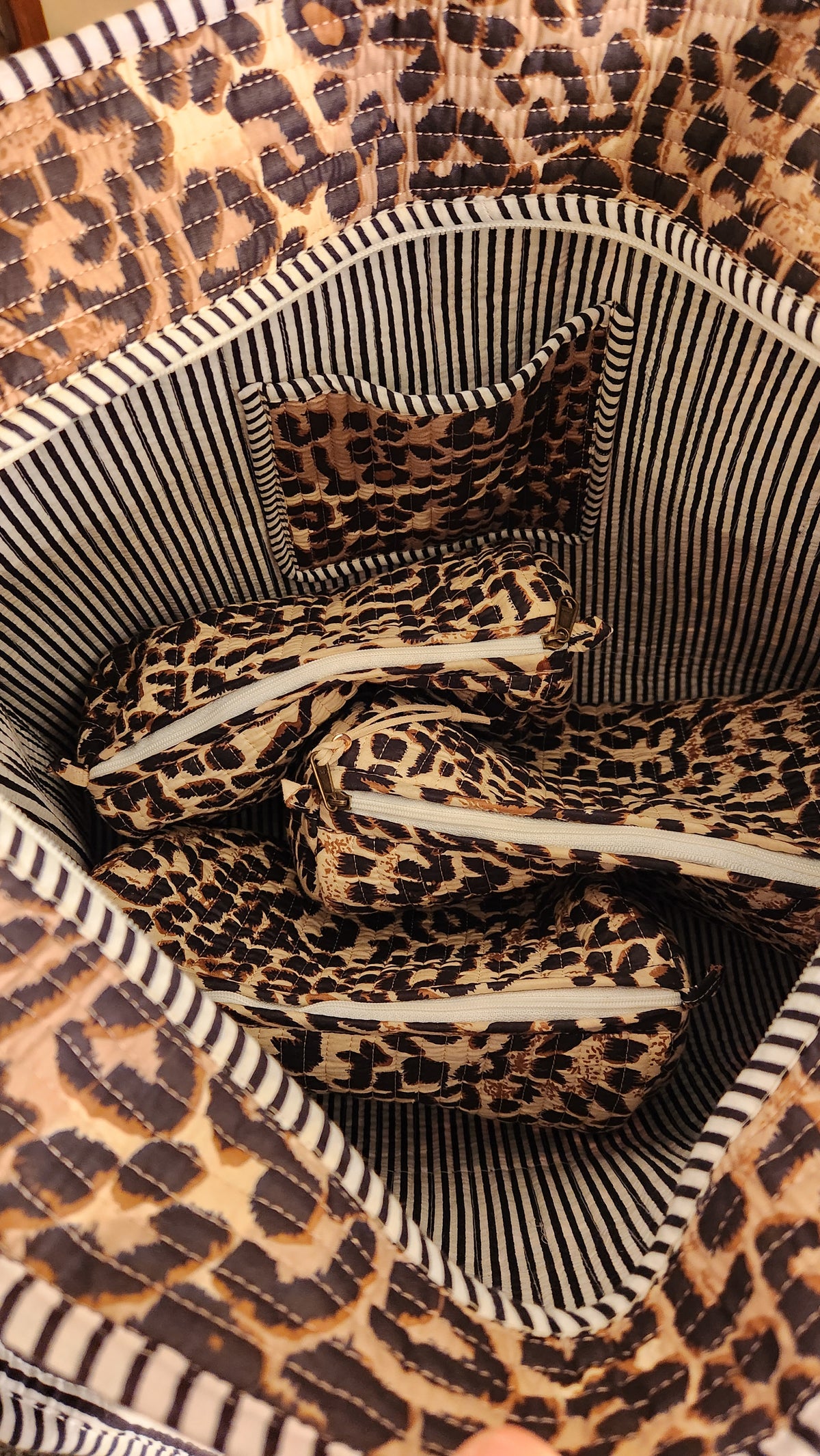 Aubrey Leopard 3 Piece Organizer bags