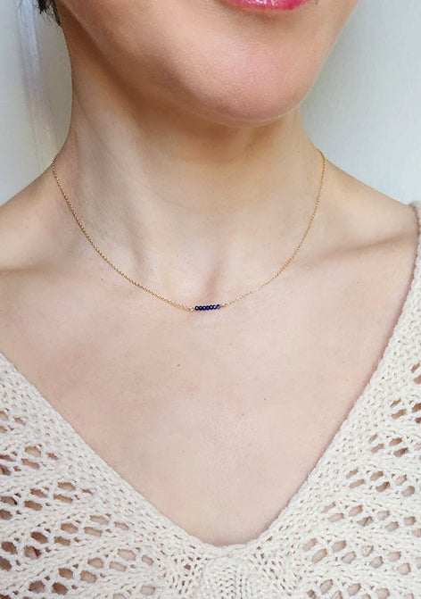 Marin necklace 15.5" Blue Lapis 14k Gold Filled or Sterling Silver Chain