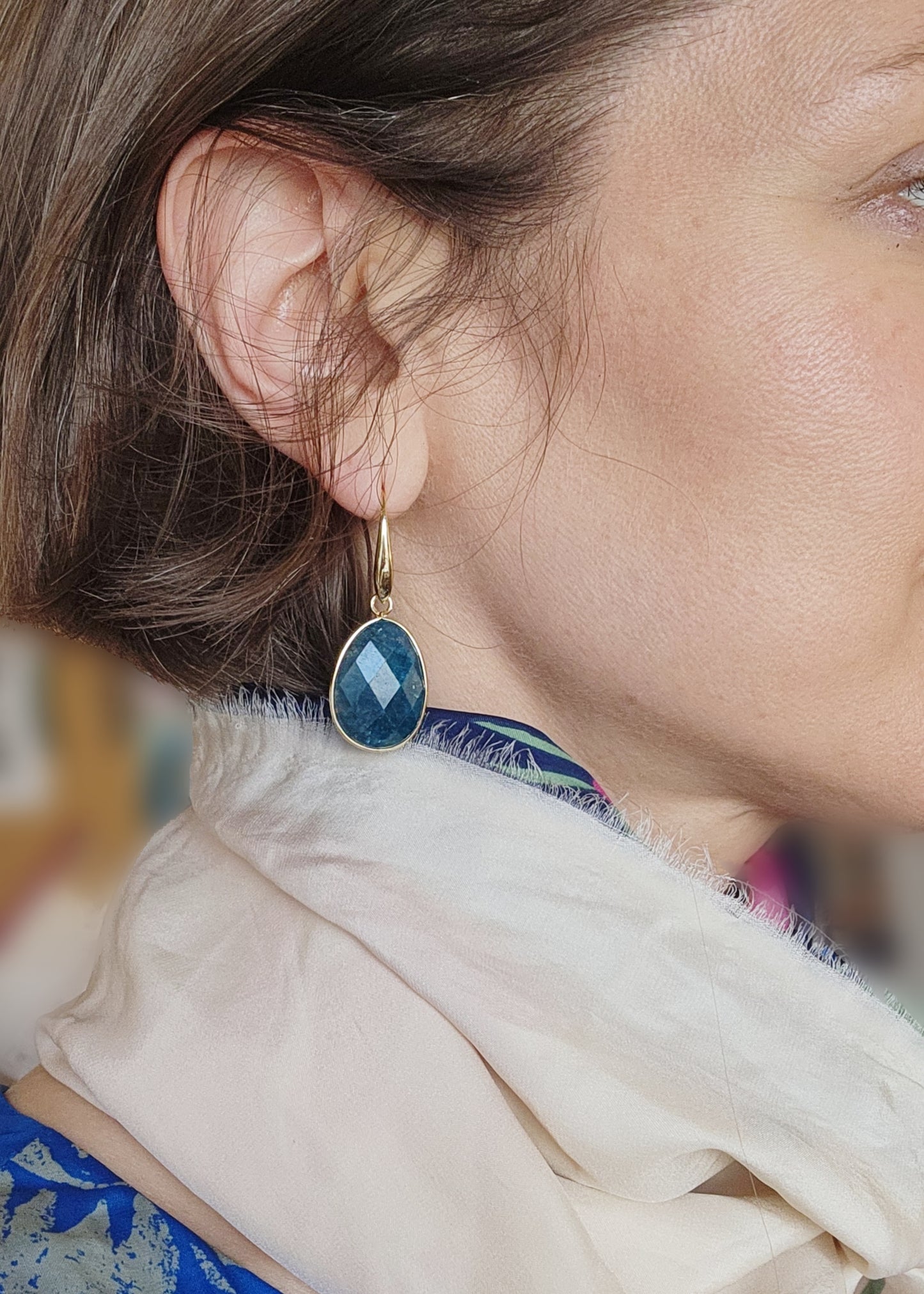 Dahlia Blue Apatite Statement Dangle Earrings