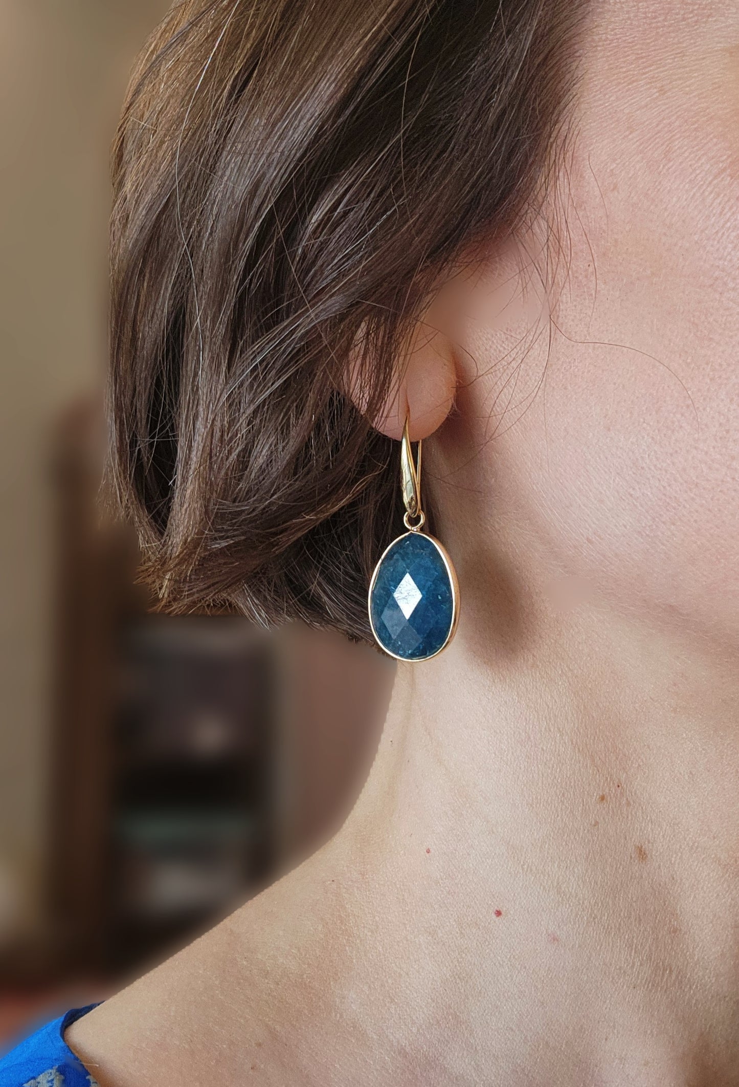 Dahlia Blue Apatite Statement Dangle Earrings
