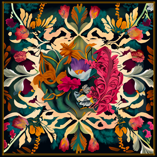 Fionna 100% Silk Scarf | Deep Jewel Tones | 36" Square Twill Weave