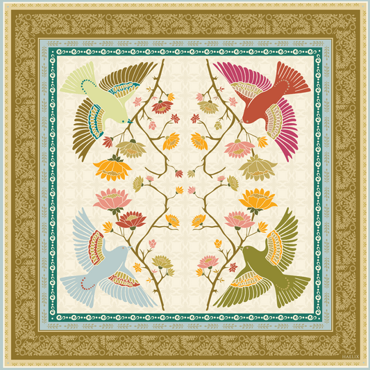 Hazel 100% Silk Scarf | Muted Cream Colors | 32" Square