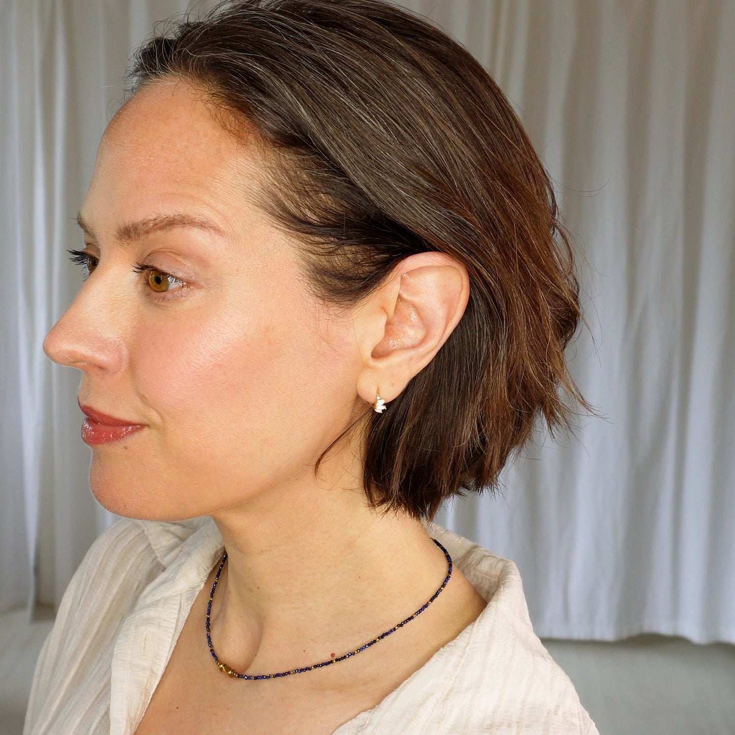 Opal Trio Huggie Earrings in 18k Gold Plated