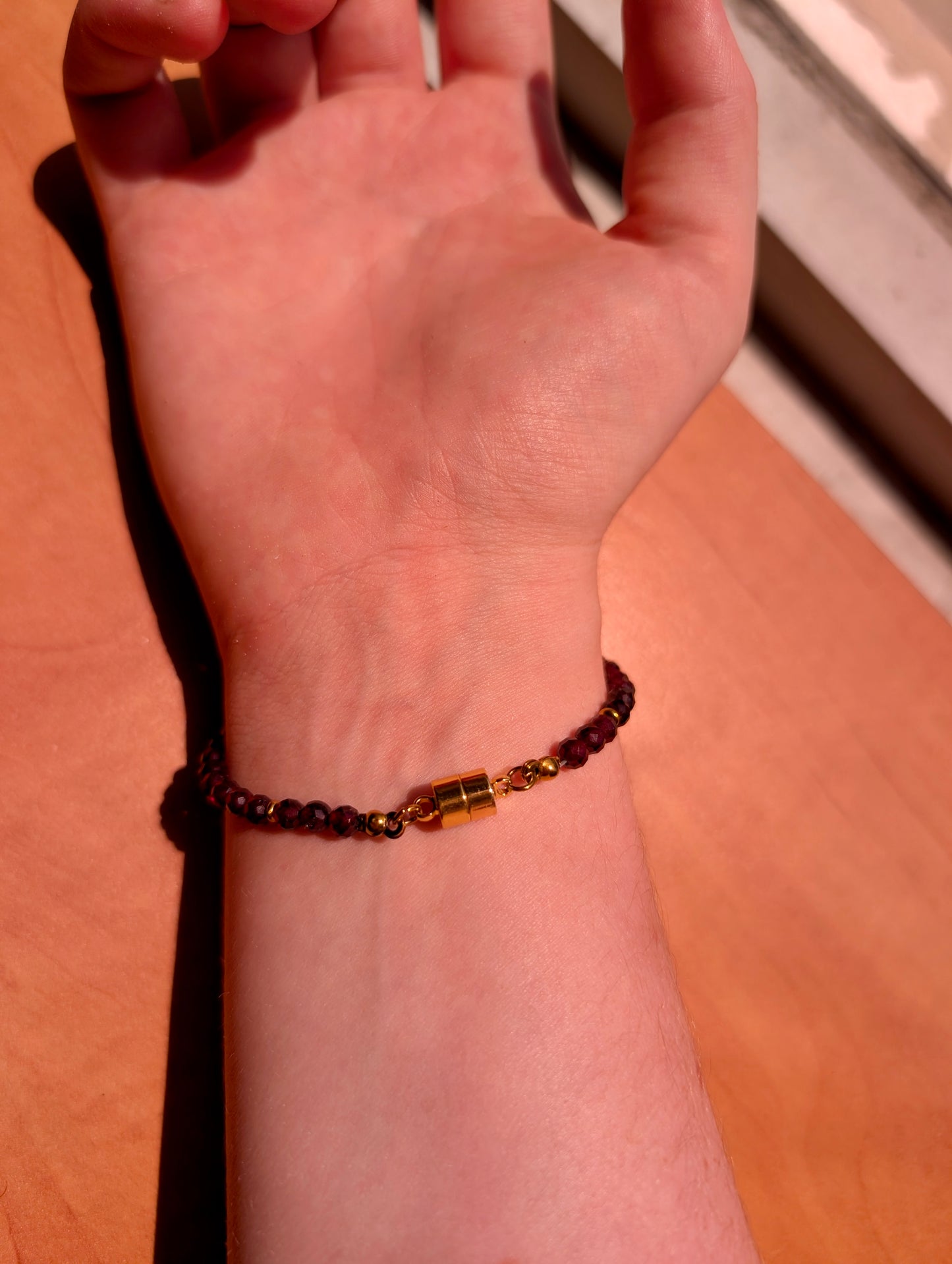 Martine Garnet Stone Bracelet with Magnetic Closure | Inclusive Jewelry