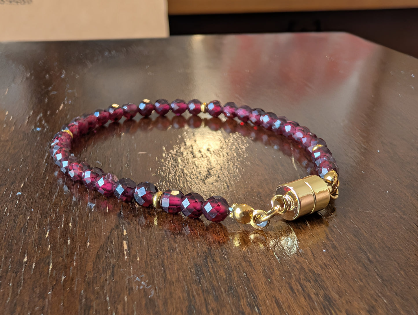 Martine Garnet Stone Bracelet with Magnetic Closure | Inclusive Jewelry