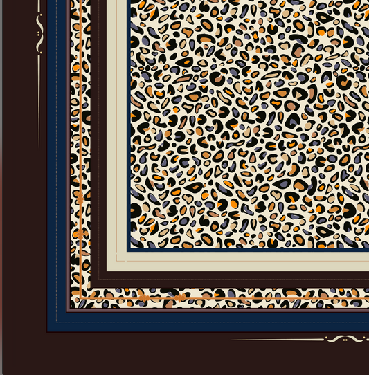 Charli 100% Silk Scarf | Dark Brown Navy Blue Leopard Print Scarf | Lightweight Silk