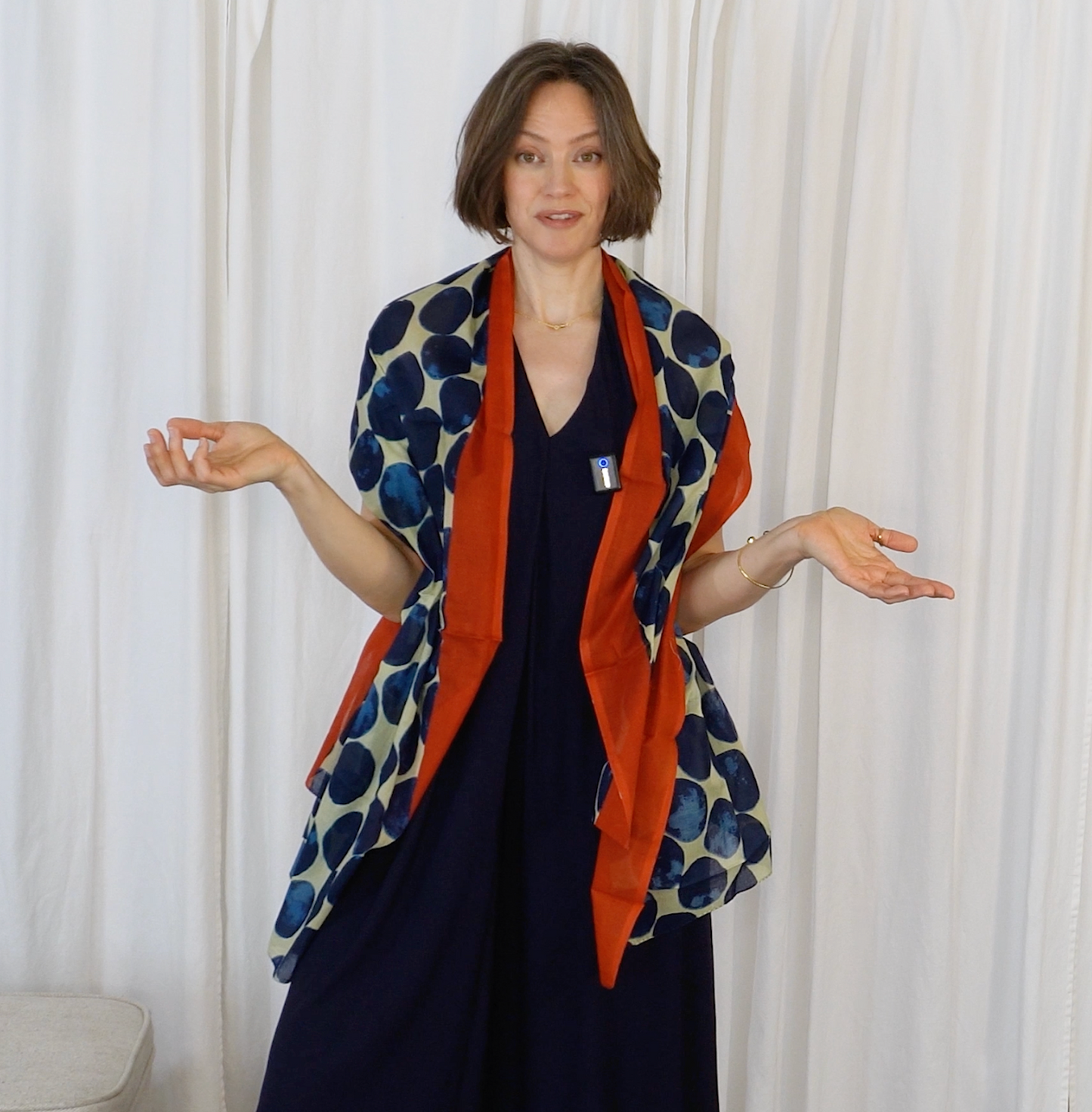 Blue Dots Cotton Scarf | Large Lightweight 100% Cotton