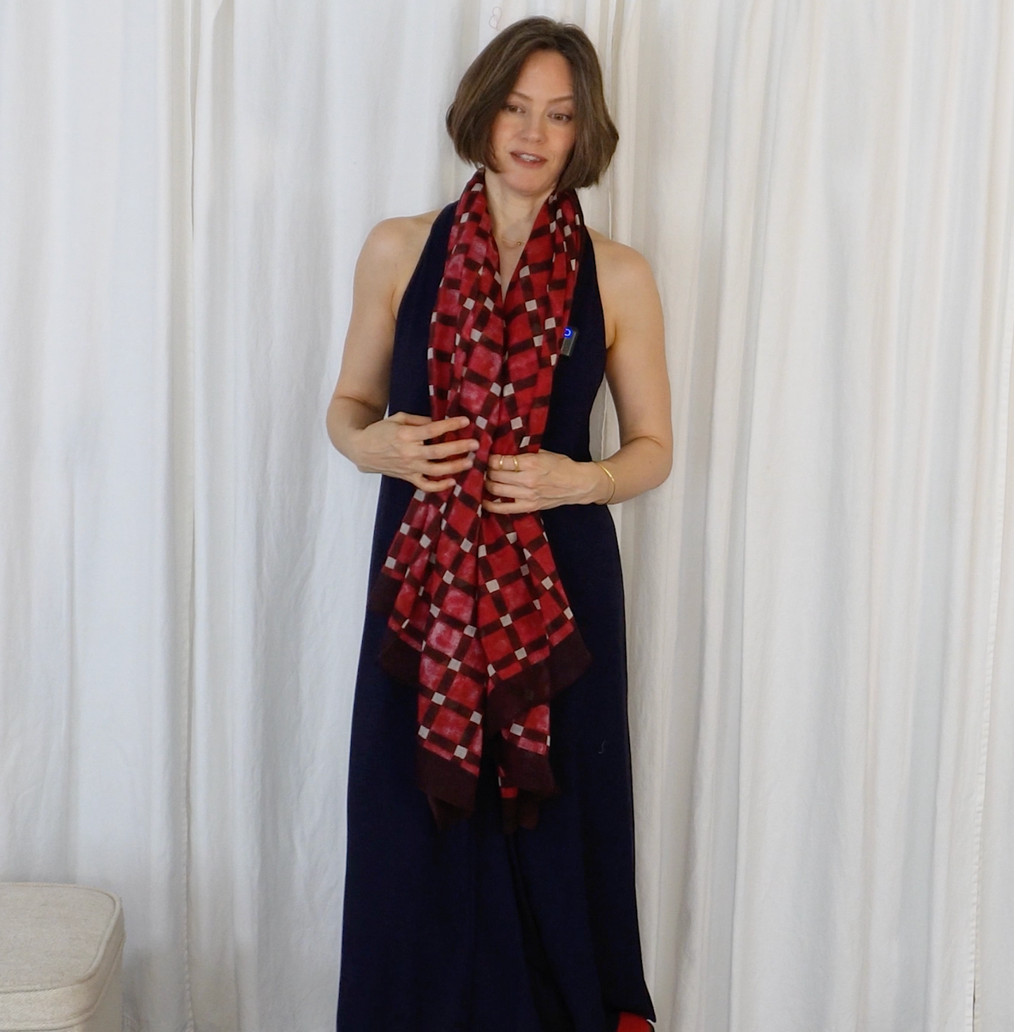 Cherry Lattice Cotton Scarf | Large Lightweight 100% Cotton
