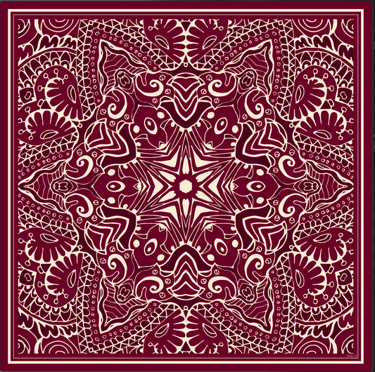 Vivienne 100% Silk Scarf | Burgundy | 41" Large Square | Ultra Lightweight
