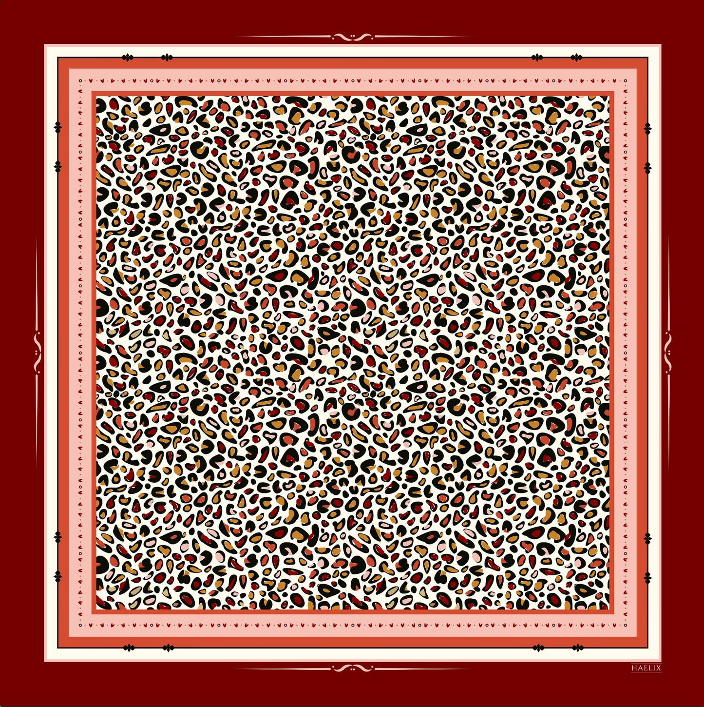 Loren 100% Silk Scarf | Red Leopard Print Scarf | Lightweight Silk