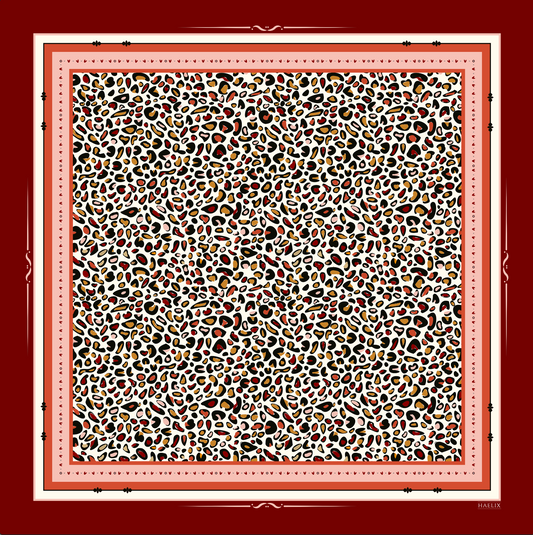 Loren 100% Silk Scarf | Red Leopard Print Scarf | Lightweight Silk