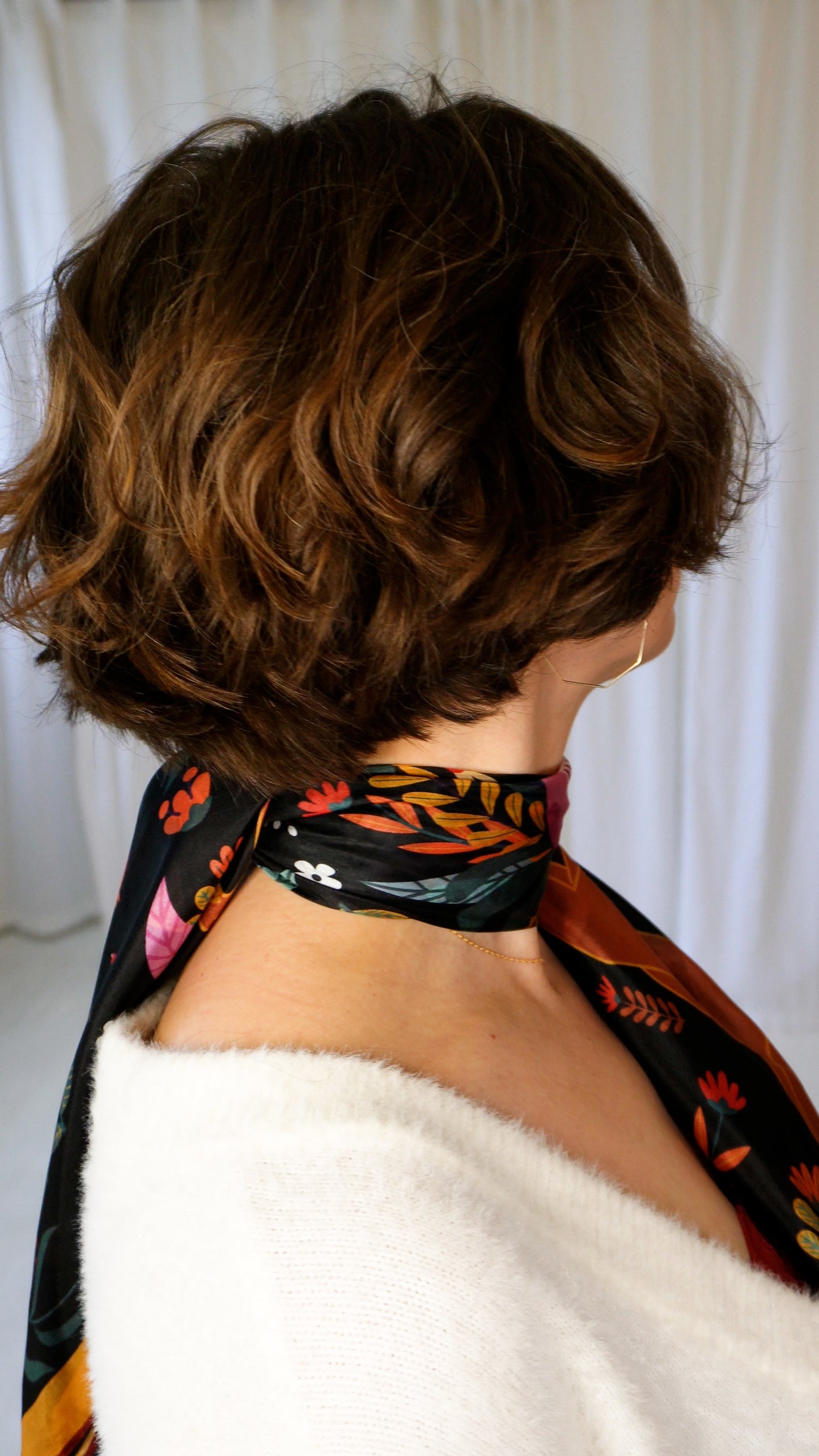 Aja 100% Silk Scarf | Midnight Garden | 39" Large Square | Lightweight