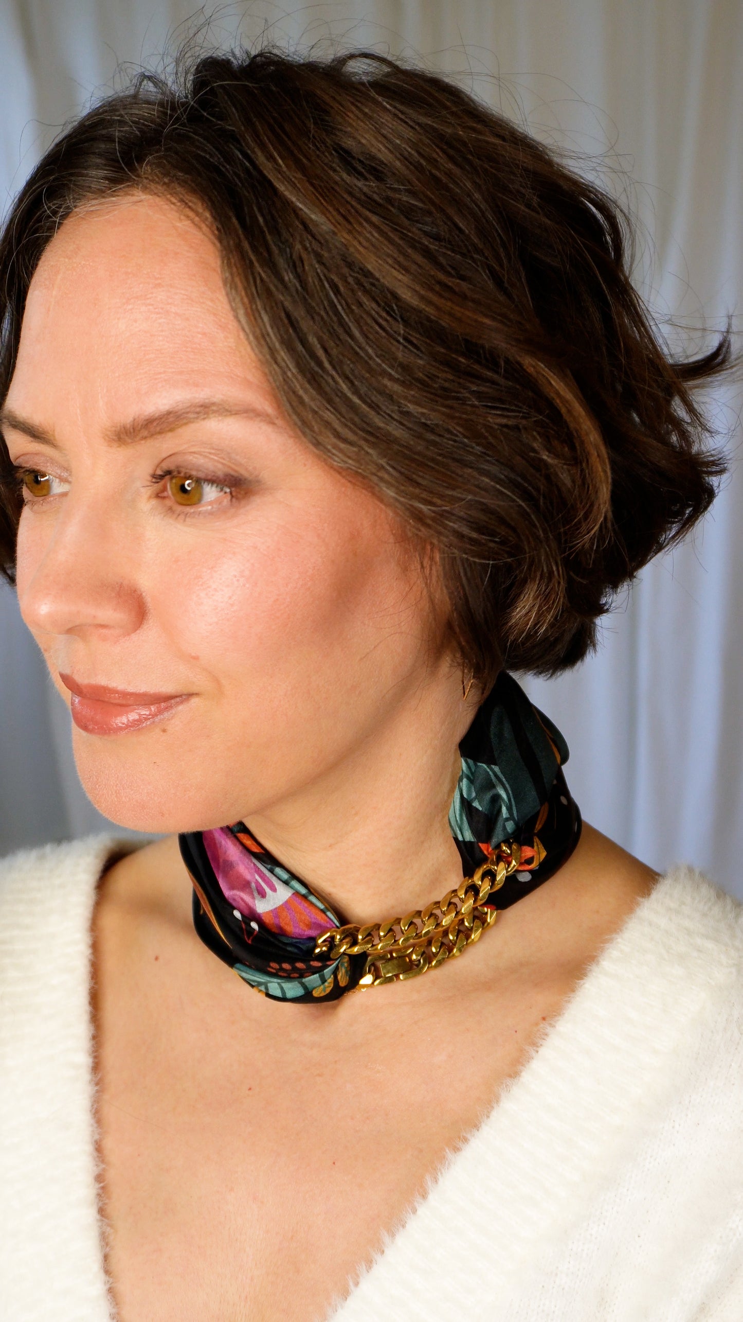 Aja 100% Silk Scarf | Midnight Garden | 39" Large Square | Lightweight