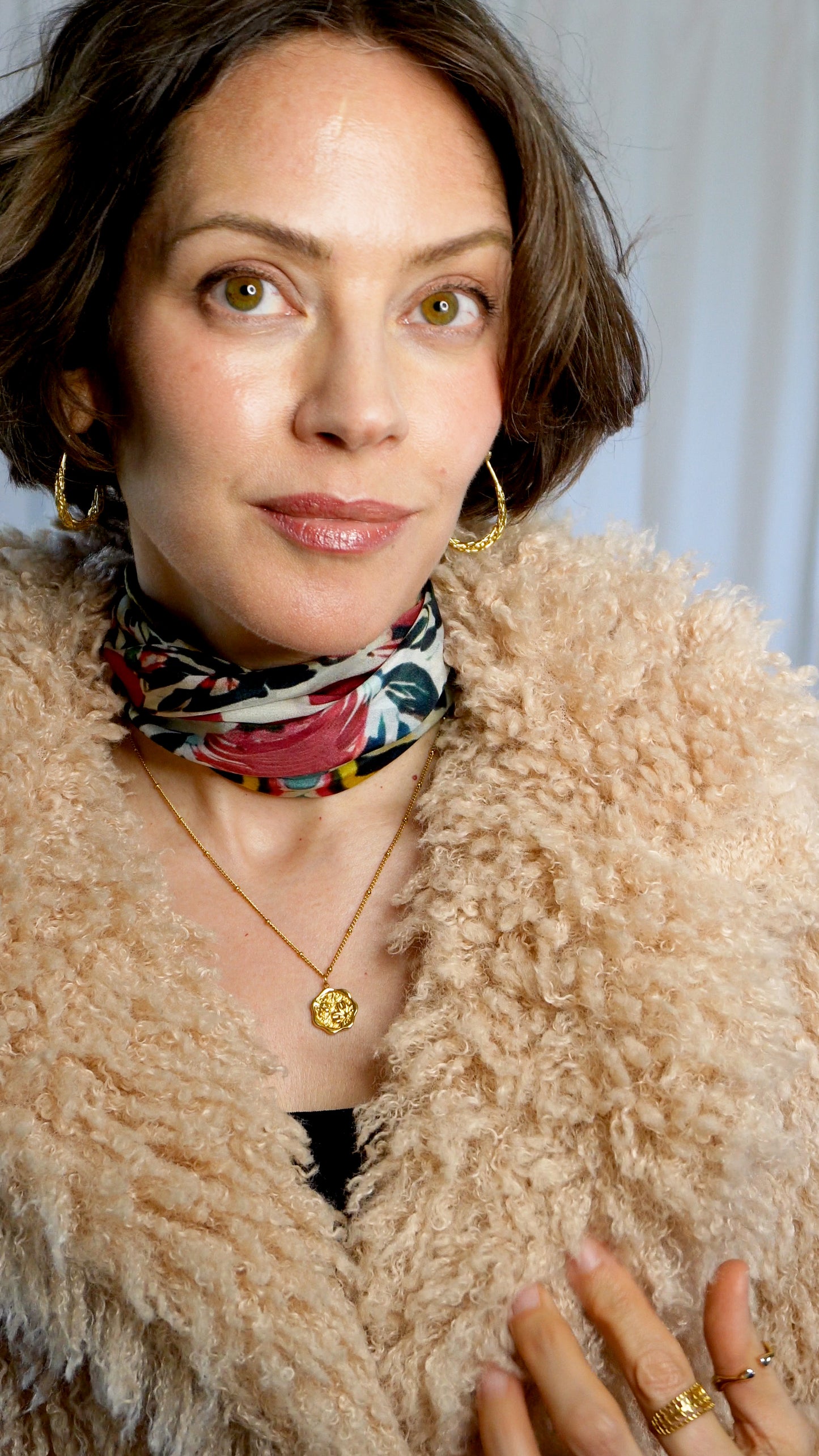 Edie 100% Silk Scarf | Muted Rose Garden Tones | 20 inch