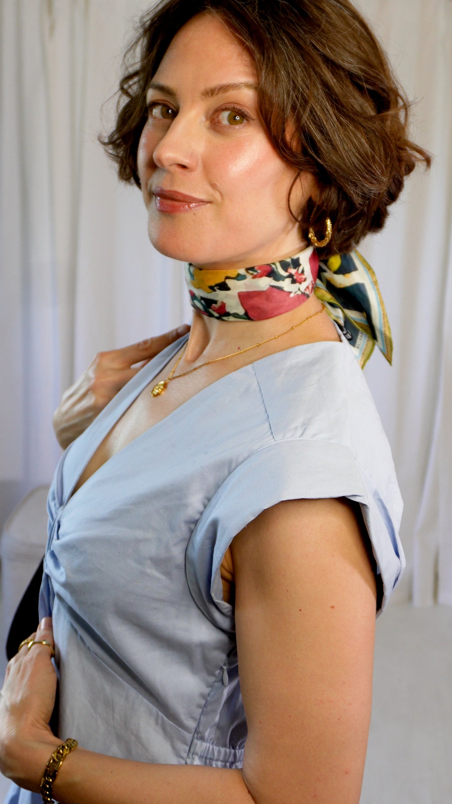 Edie 100% Silk Scarf | Muted Rose Garden Tones | 20 inch