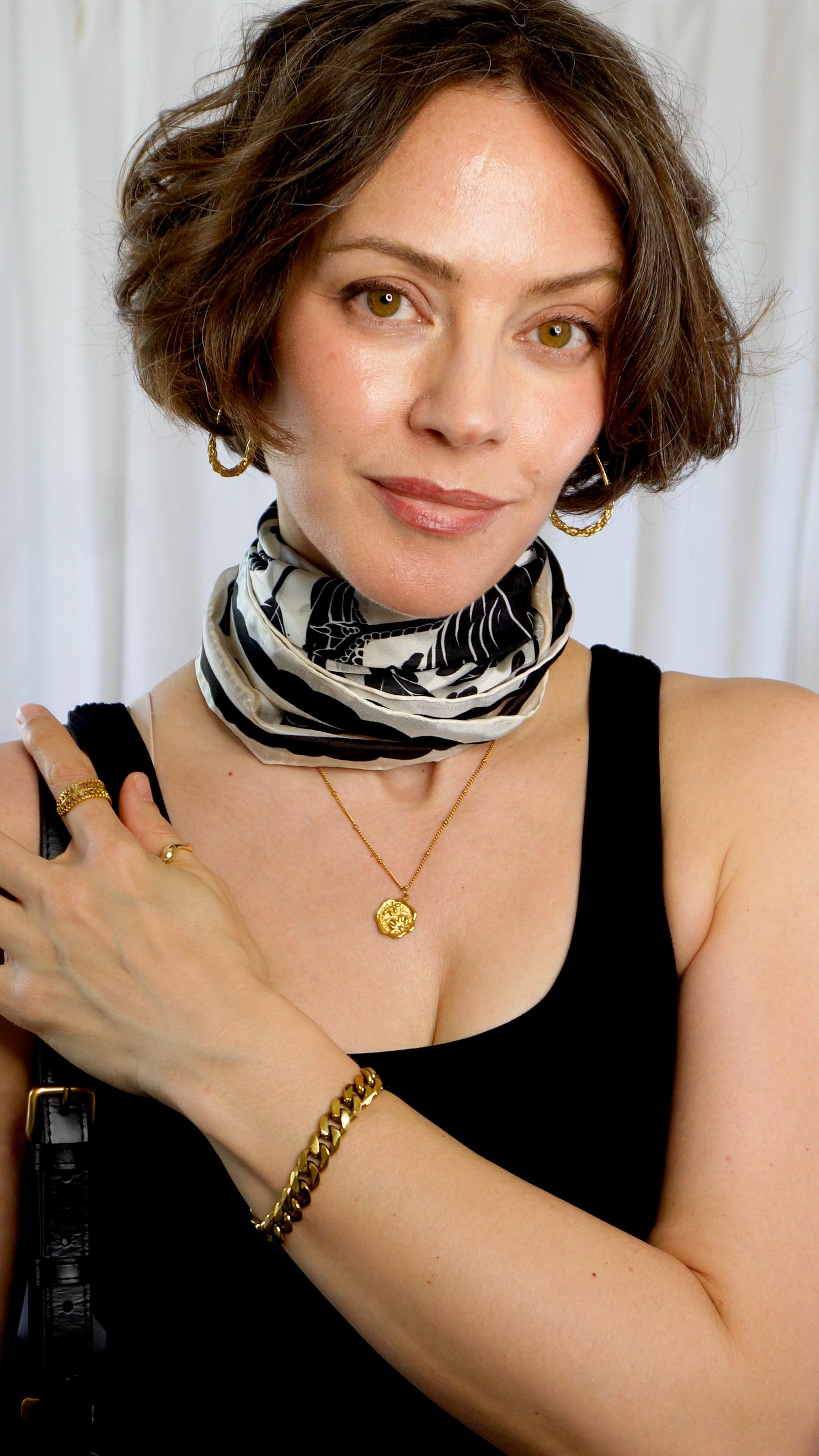 Ember 100% Silk Scarf | Black and White Crows | 32" Square