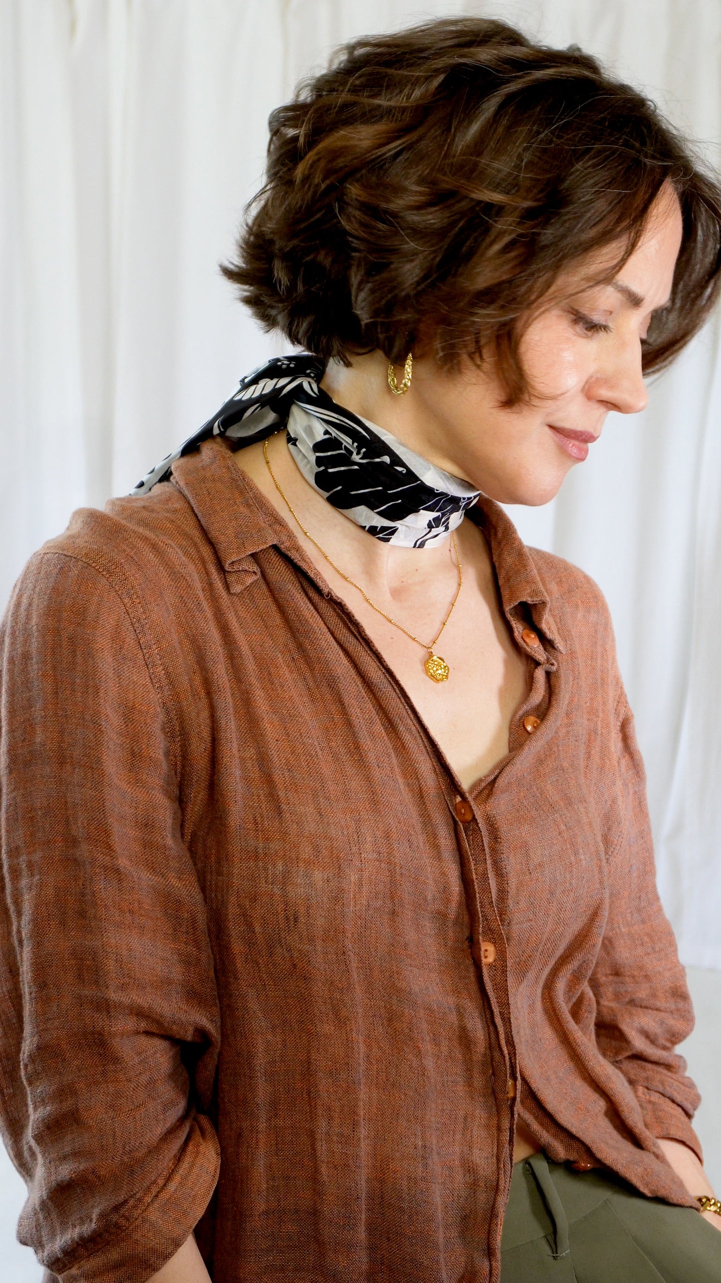 Ember 100% Silk Scarf | Black and White Crows | 32" Square