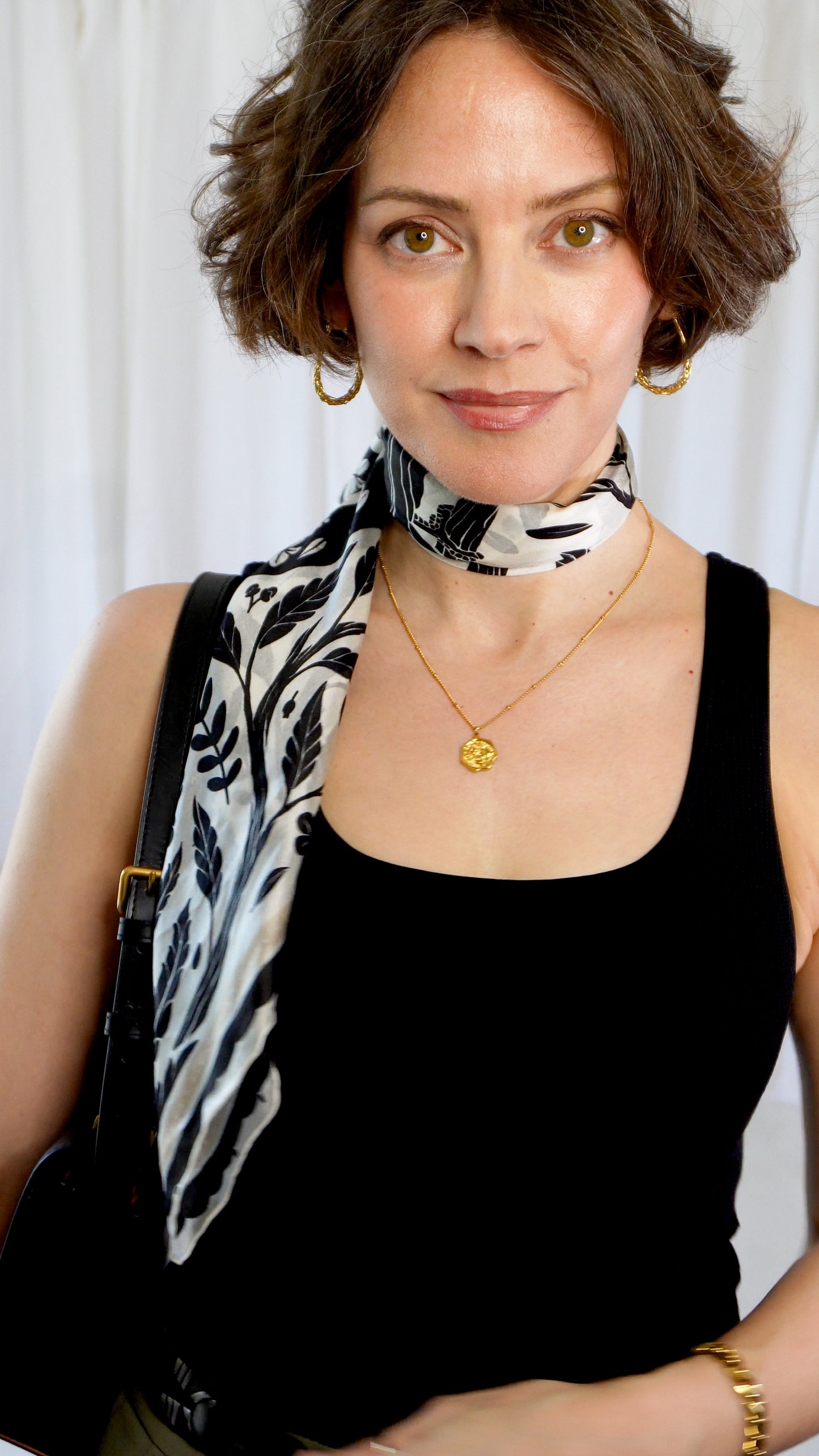 Ember 100% Silk Scarf | Black and White Crows | 32" Square