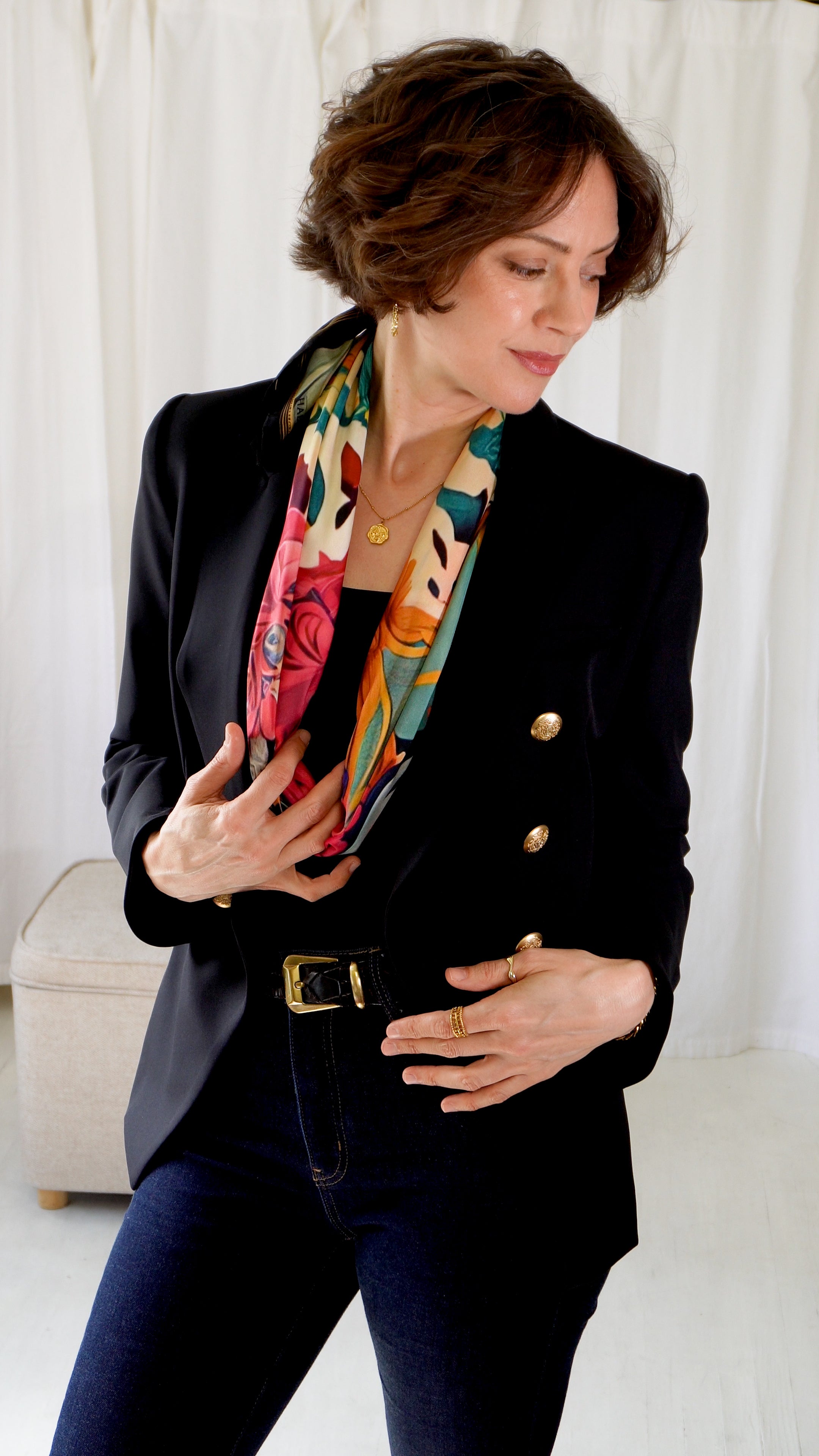 小物 heugn silk scarf Fionna 100% Silk Scarf | Deep Jewel Tones | 36